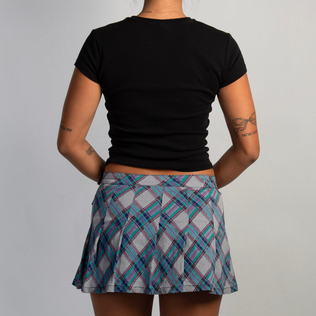 GREY PLAID MINI SKIRT