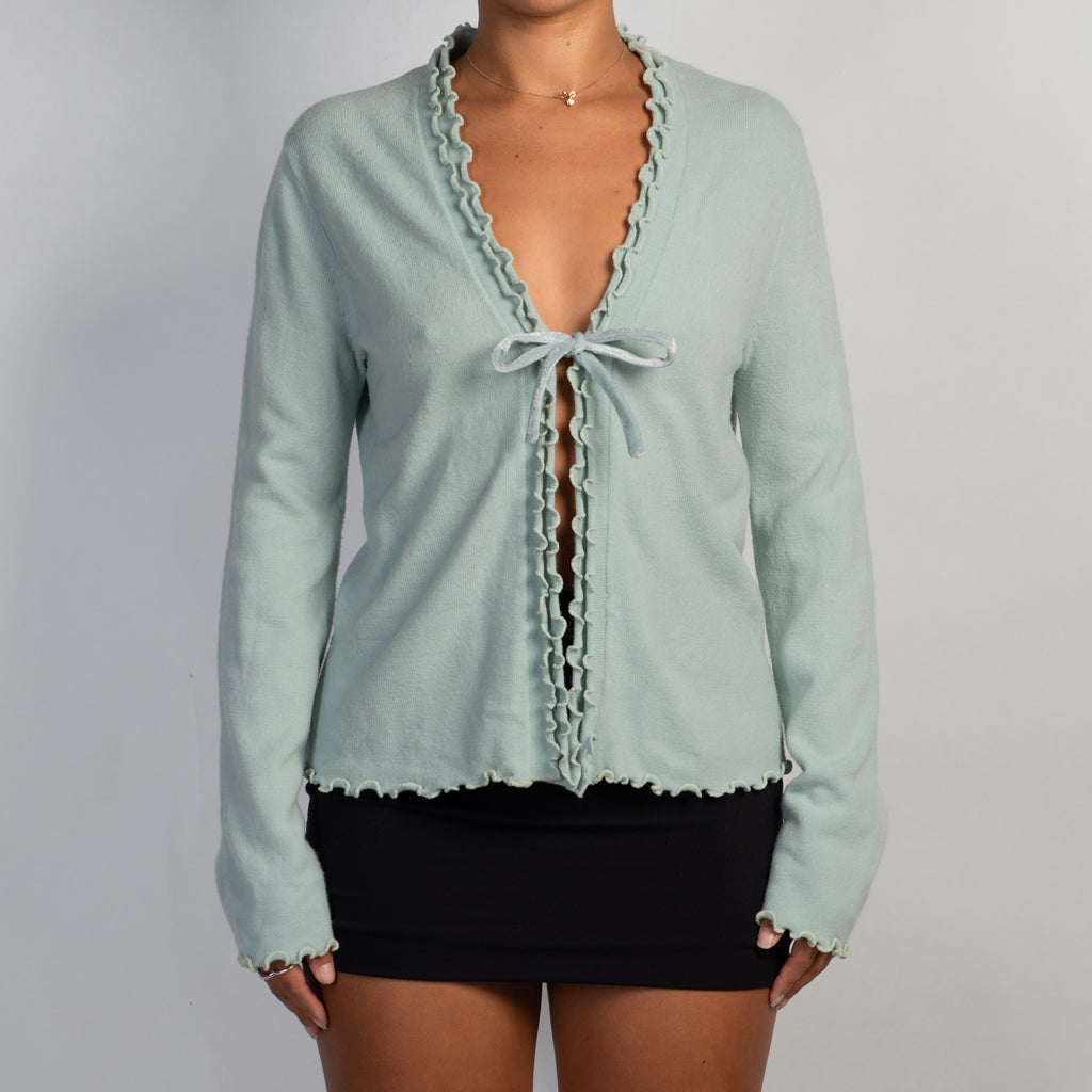 MINT RUFFLE CARDIGAN