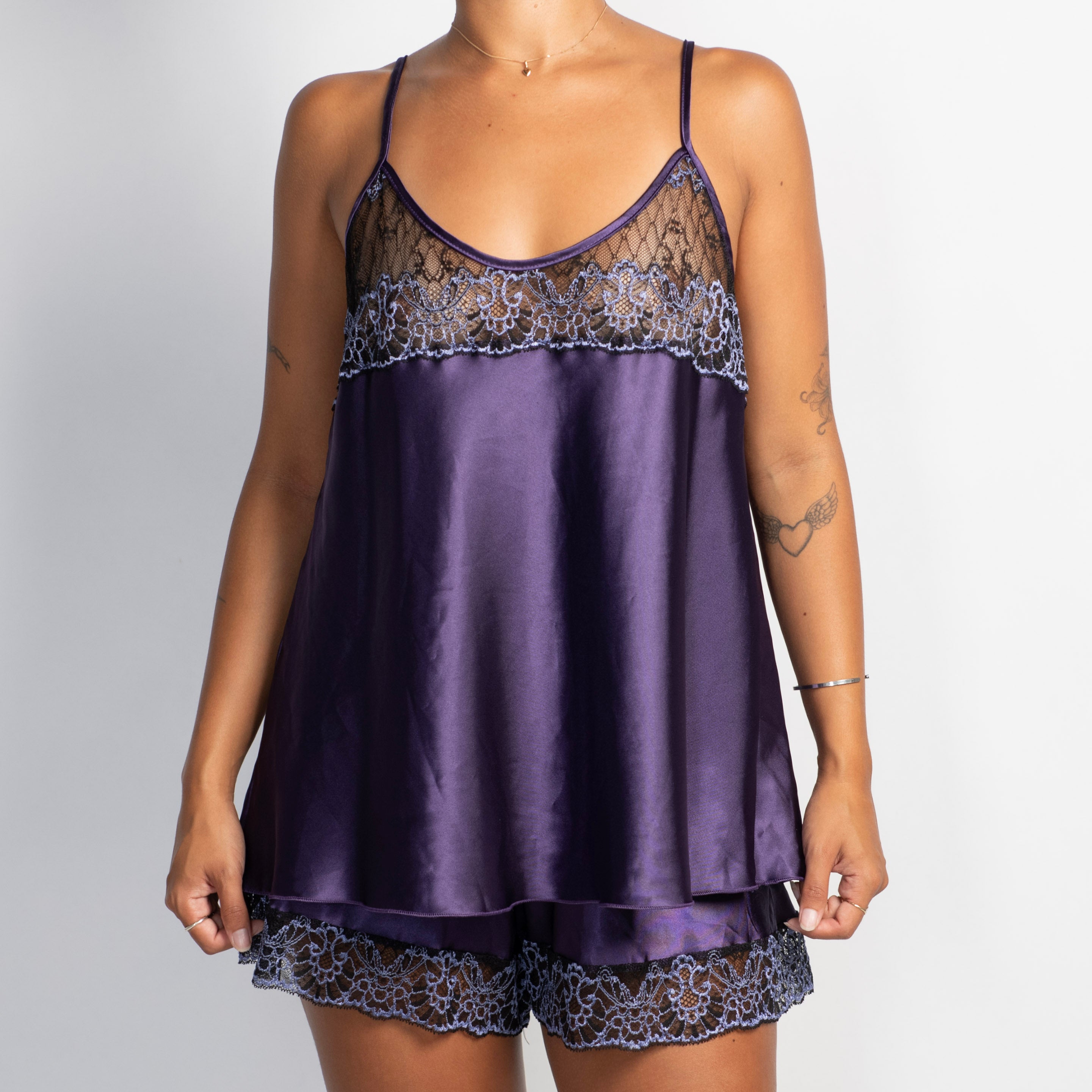 VIOLET SATIN PYJAMA SET