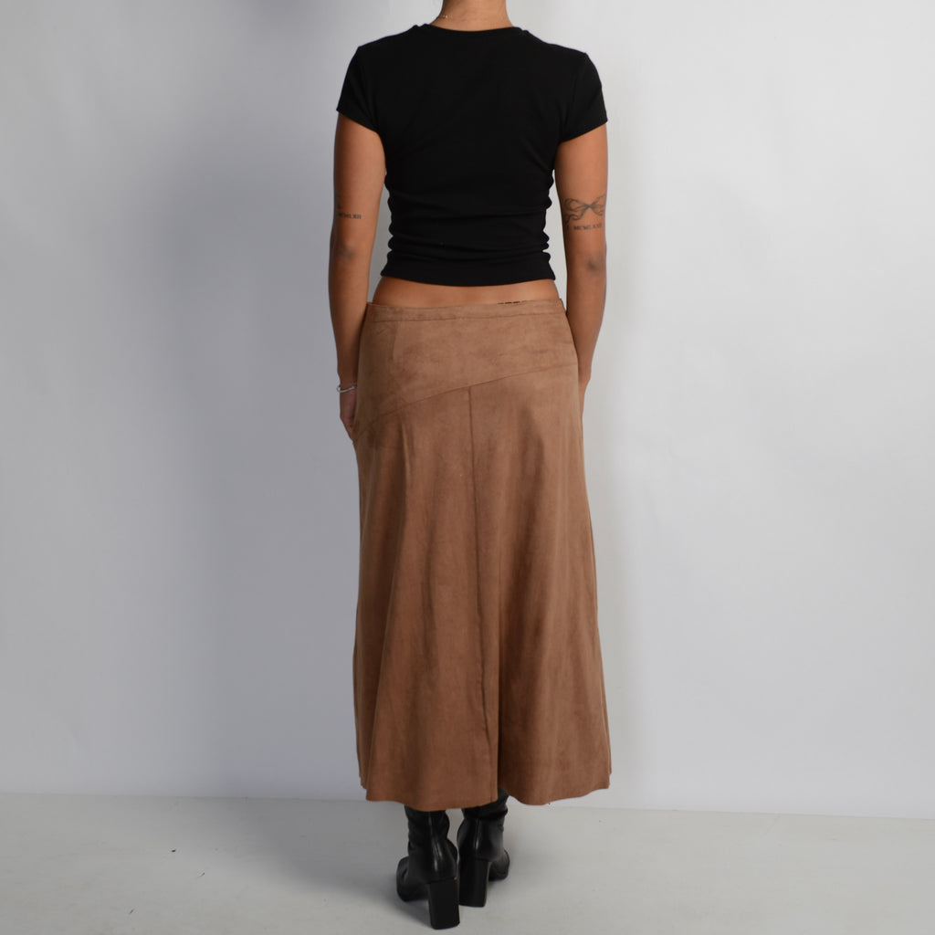 BROWN SUEDETTE SKIRT