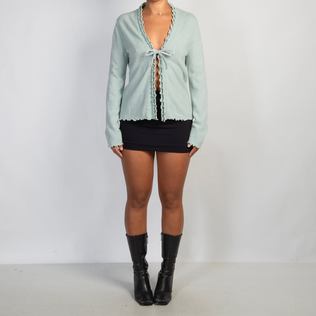 MINT RUFFLE CARDIGAN