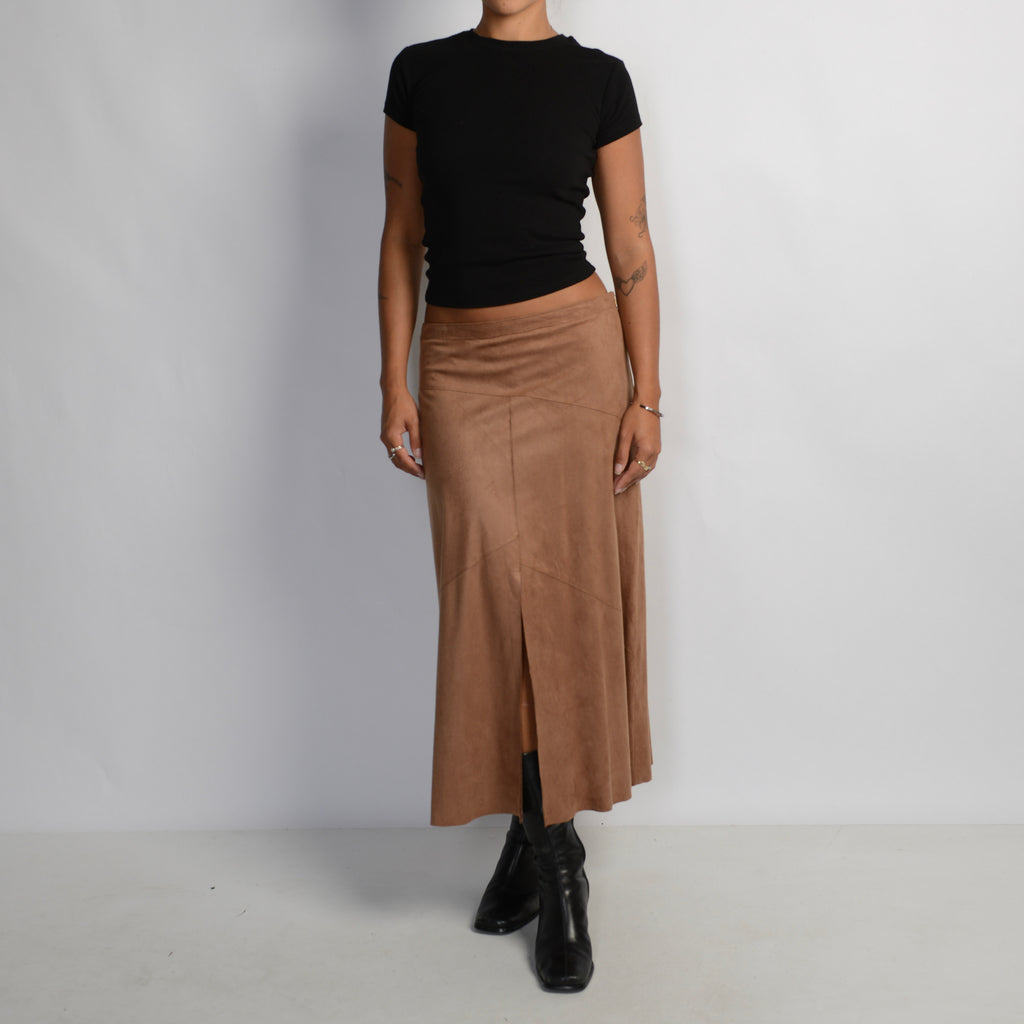 BROWN SUEDETTE SKIRT