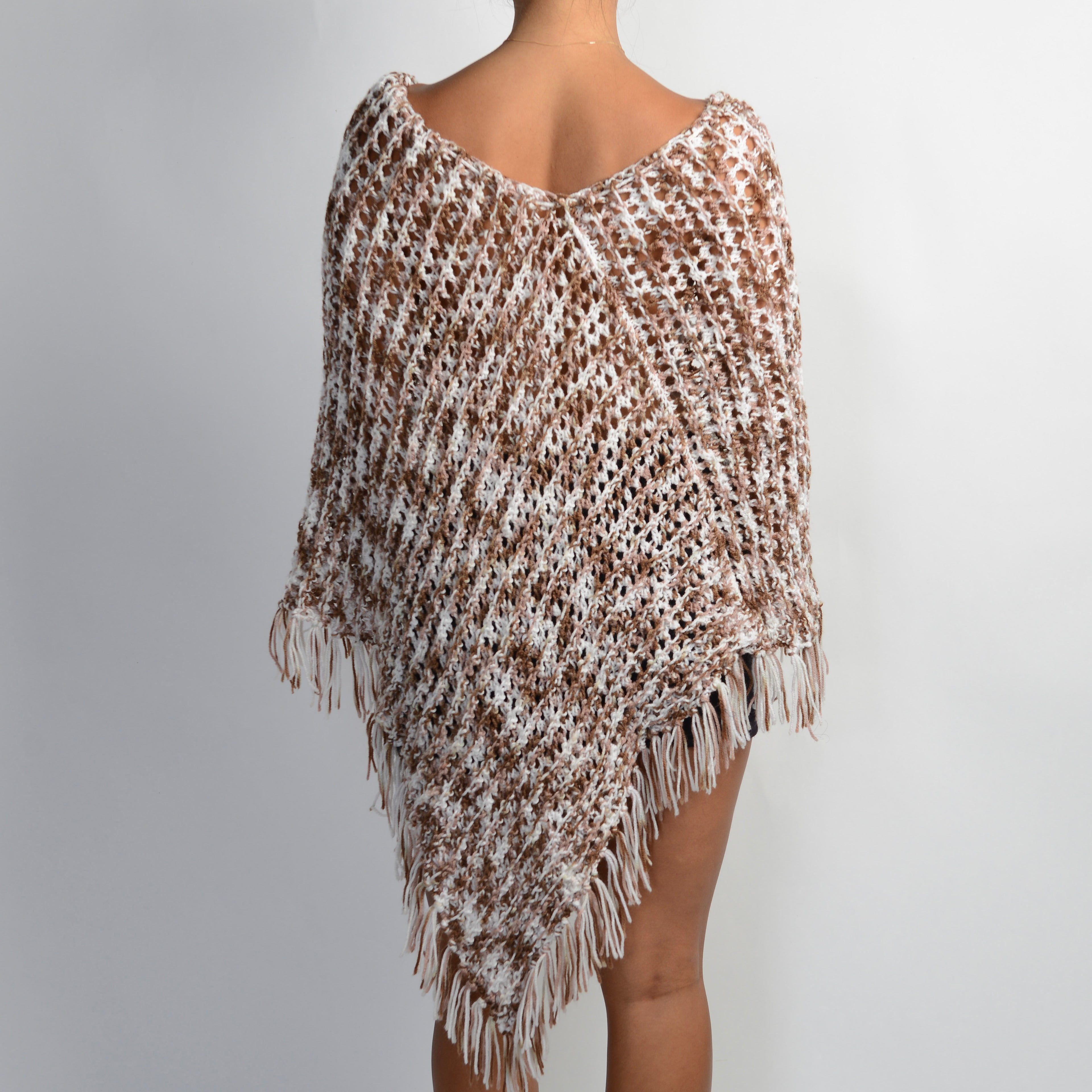 BROWN LOOSE KNIT PONCHO