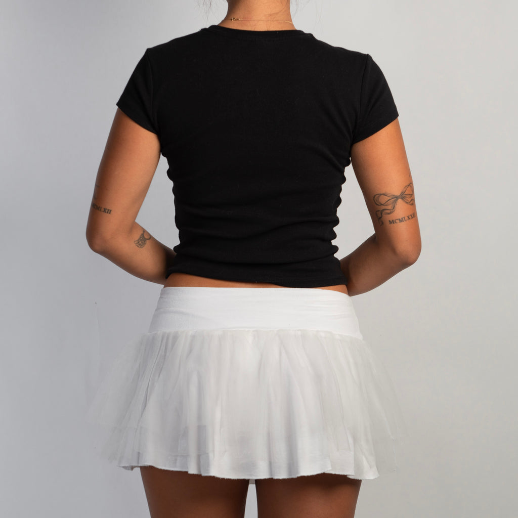 WHITE TULLE MINI SKIRT
