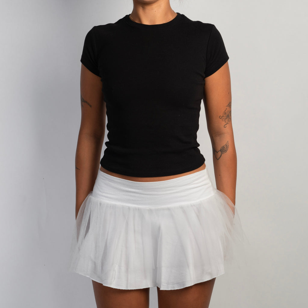 WHITE TULLE MINI SKIRT
