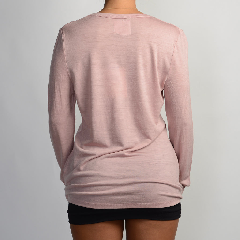 PINK WOOL V NECK SHIRT