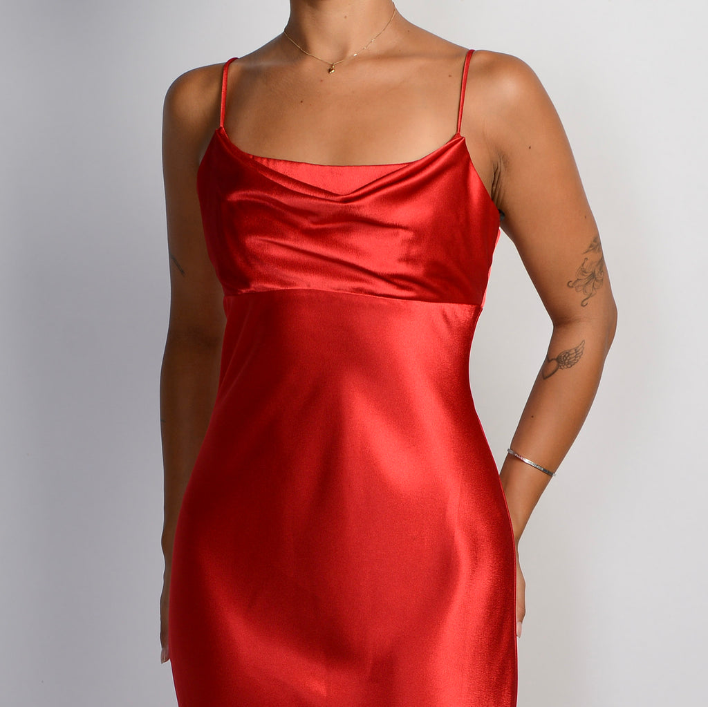 RED SATIN GOWN