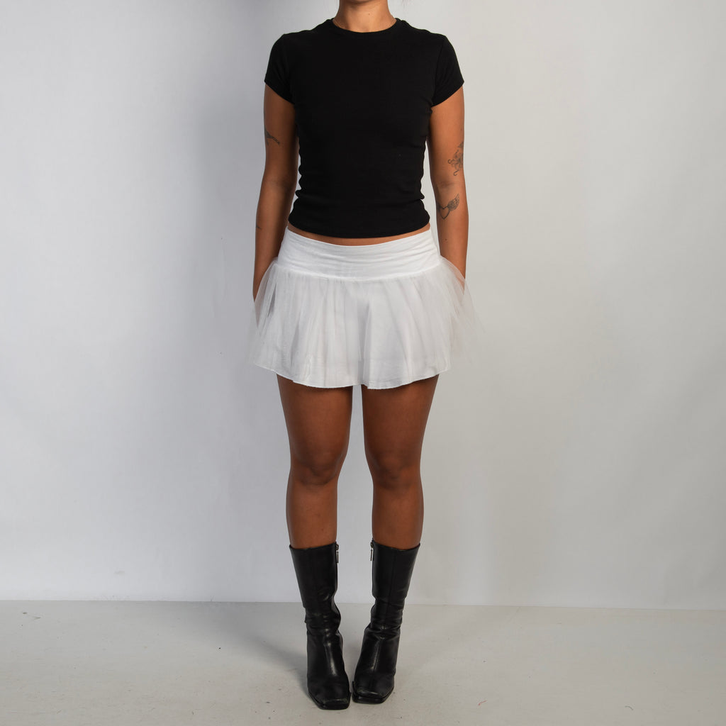 WHITE TULLE MINI SKIRT