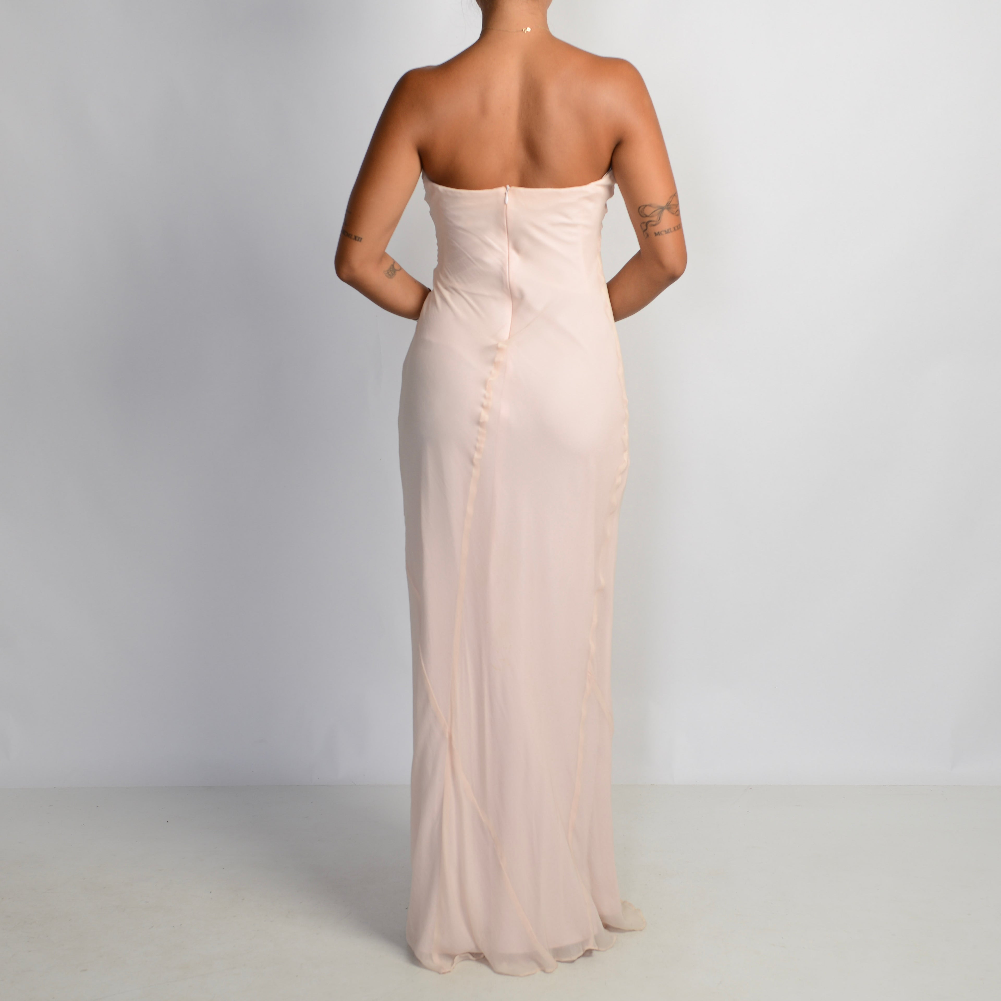 BABY PINK STRAPLESS SILK GOWN
