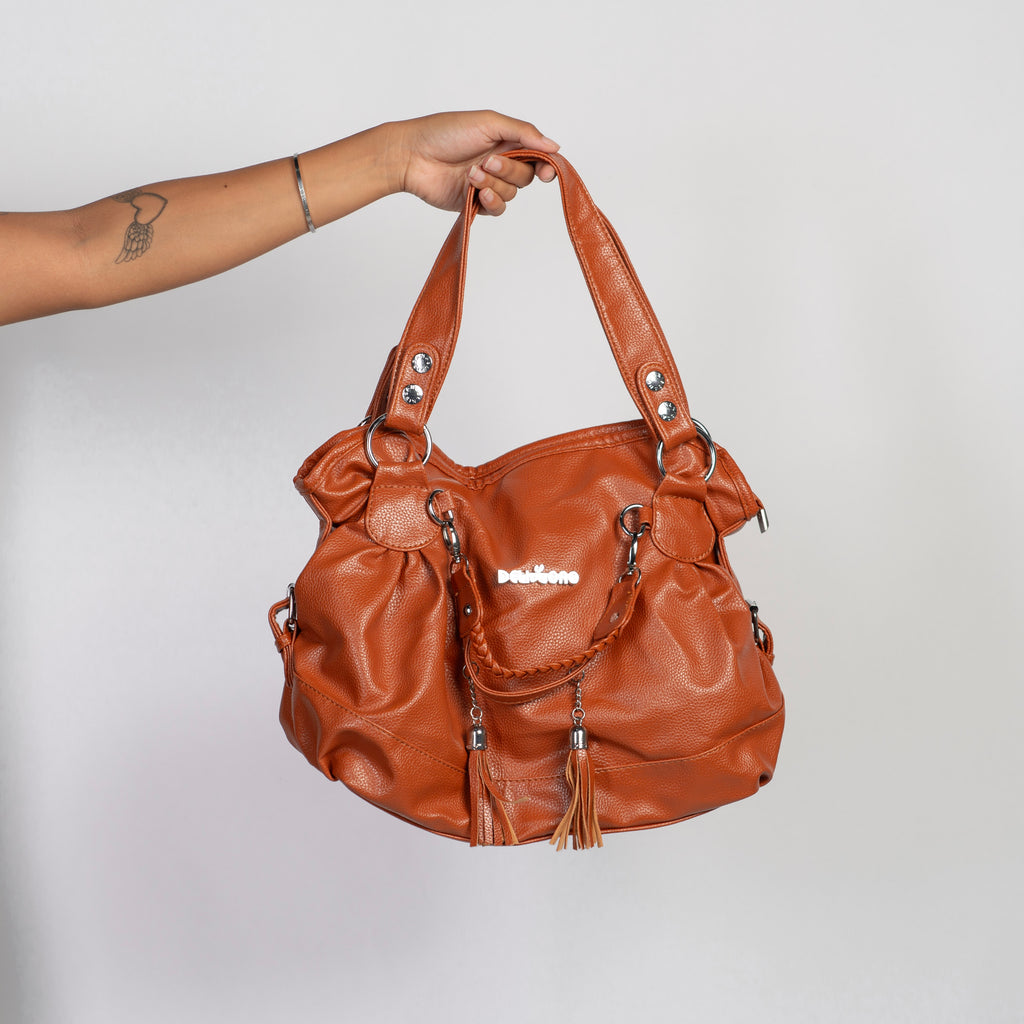 FAUX LEATHER SHOULDER BAG