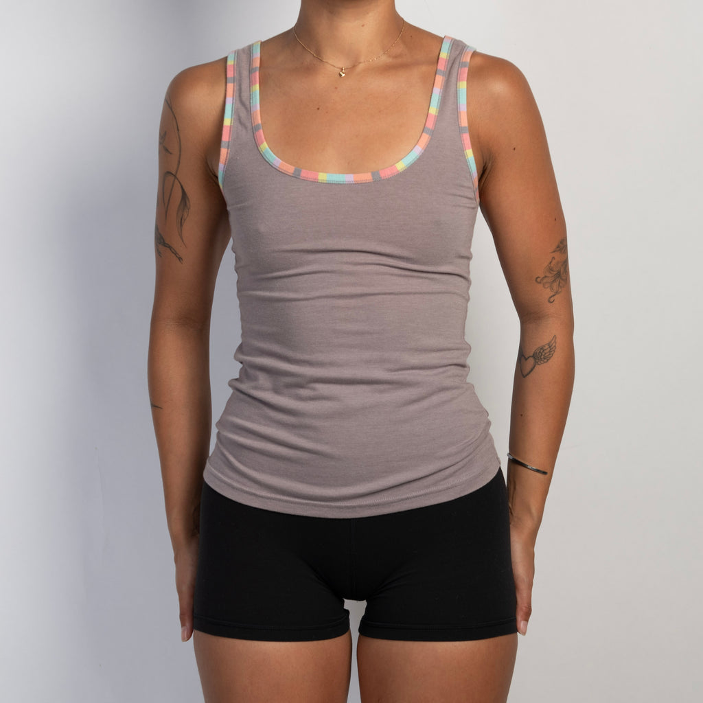 TAUPE COTTON TANK TOP