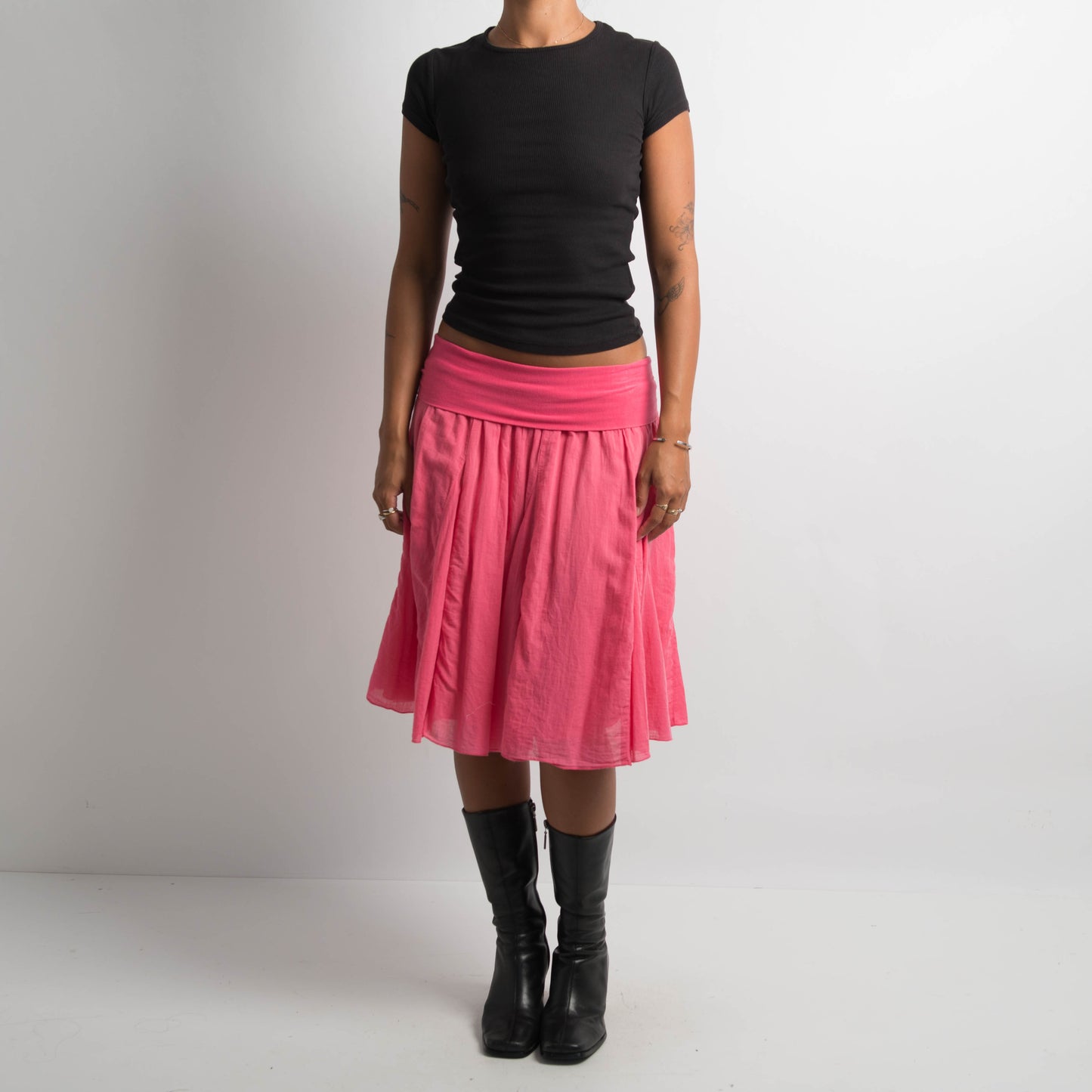 HOT PINK MIDI SKIRT