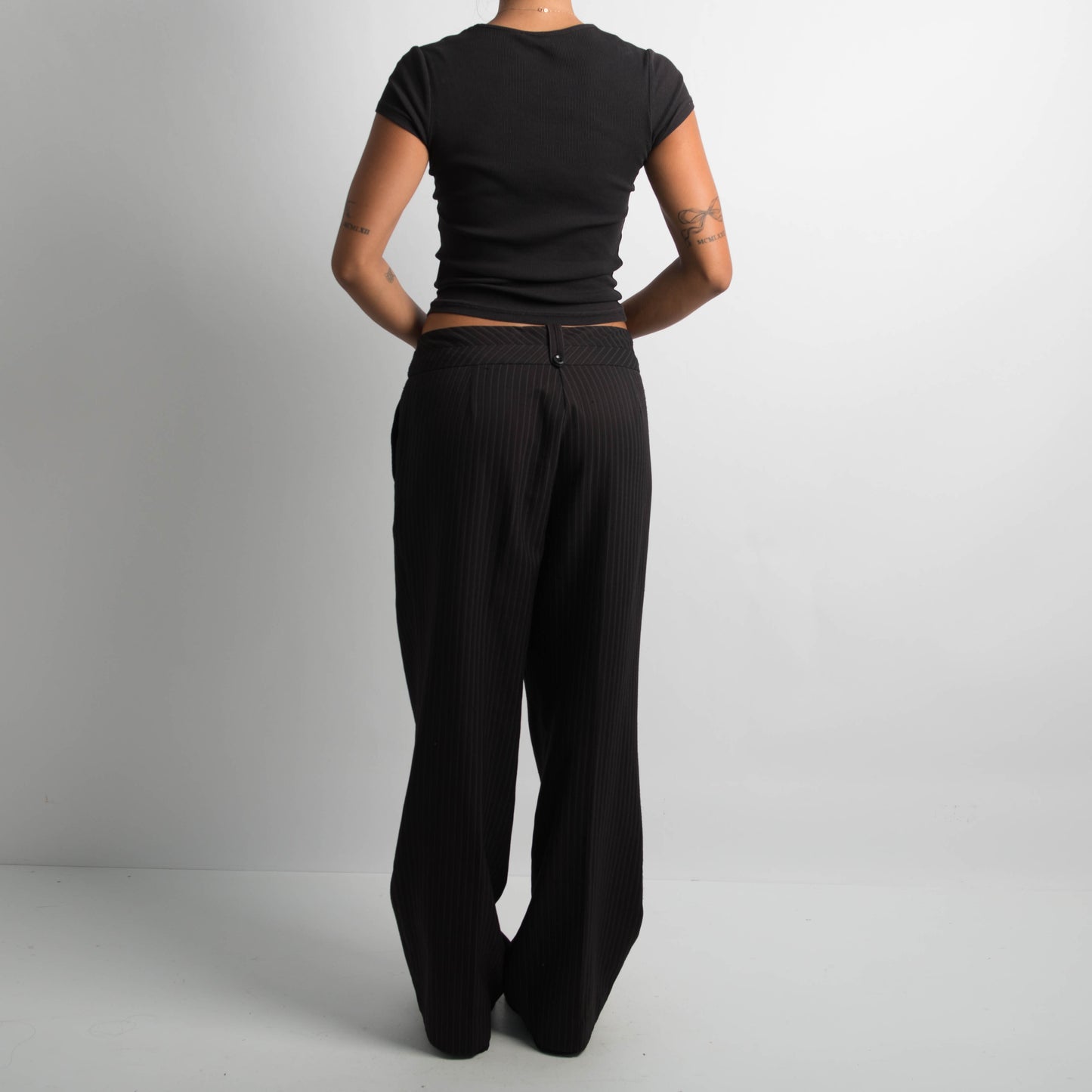 BLACK PINSTRIPE TROUSERS