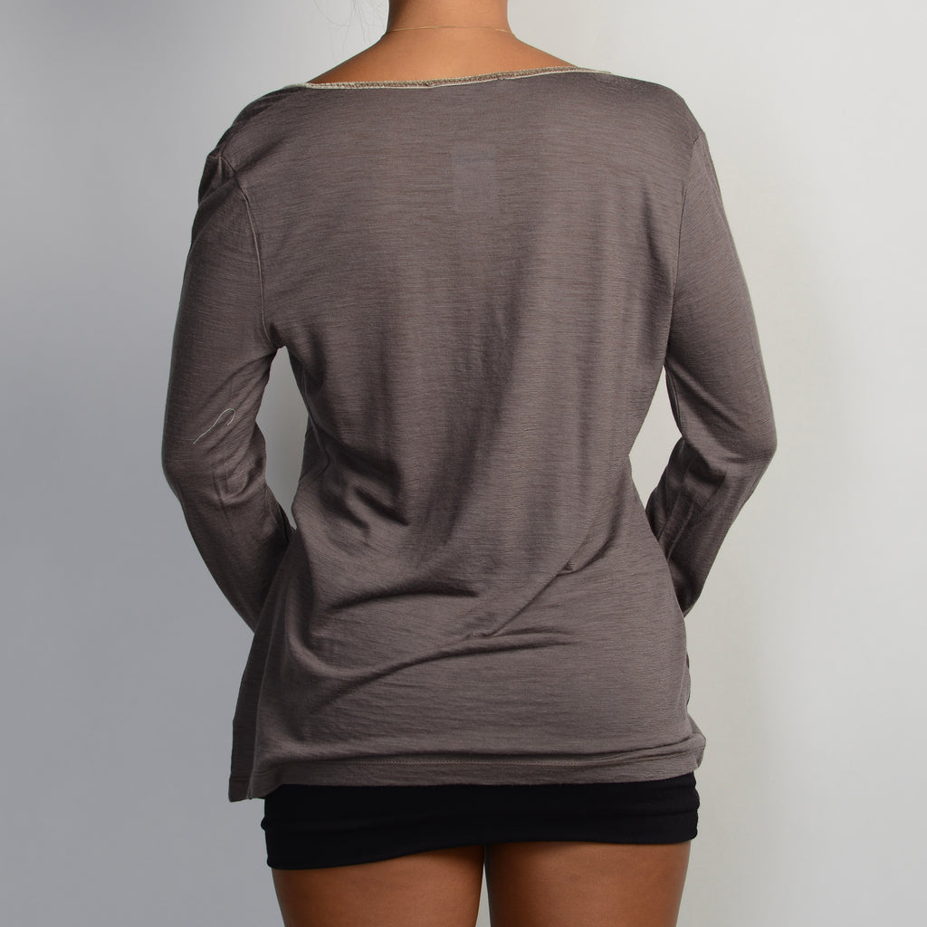 TAUPE WOOL HENLEY SHIRT