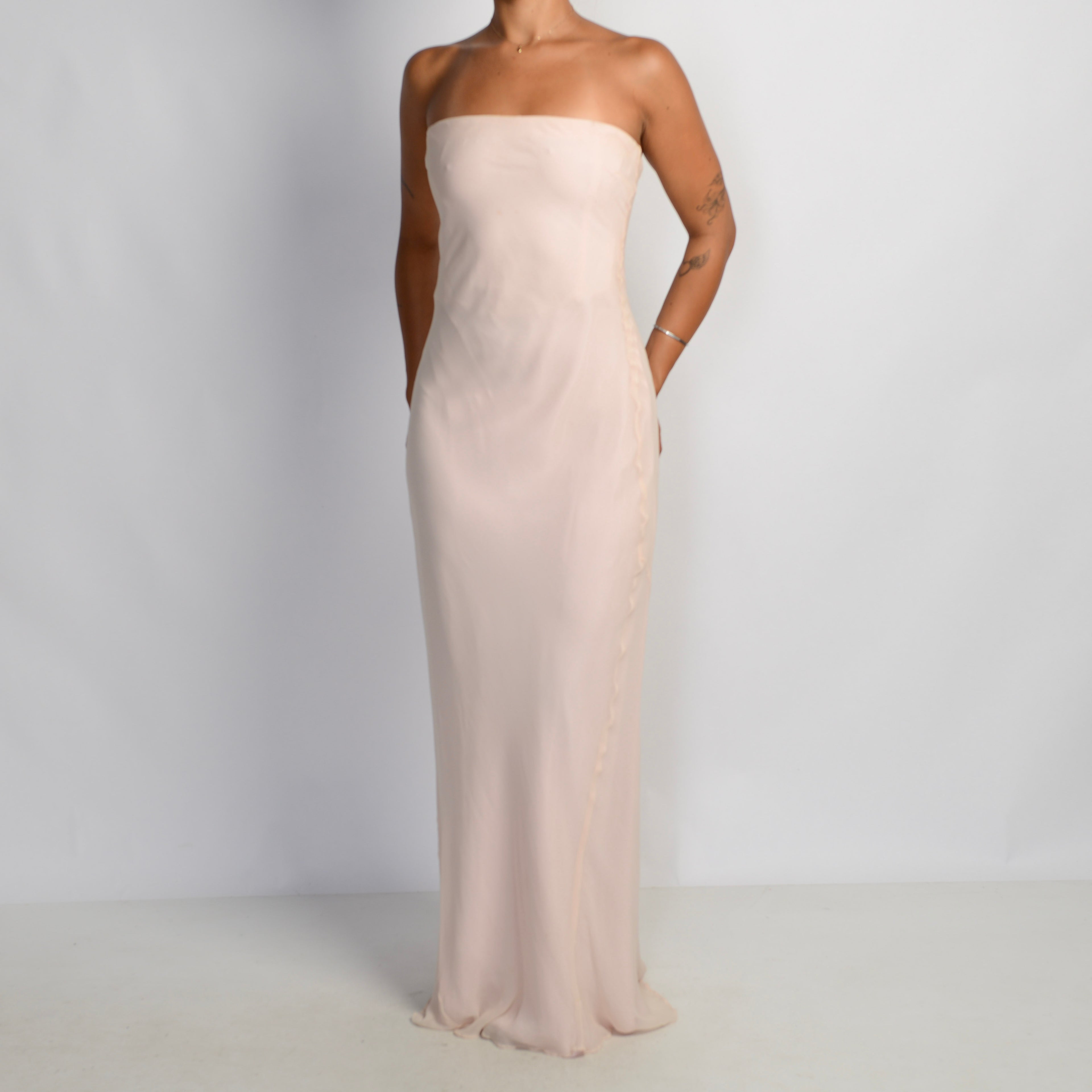 BABY PINK STRAPLESS SILK GOWN