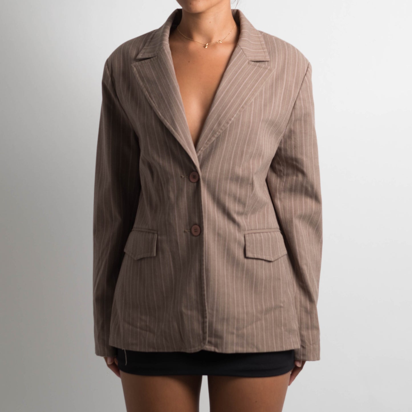 BROWN PINSTRIPE BLAZER