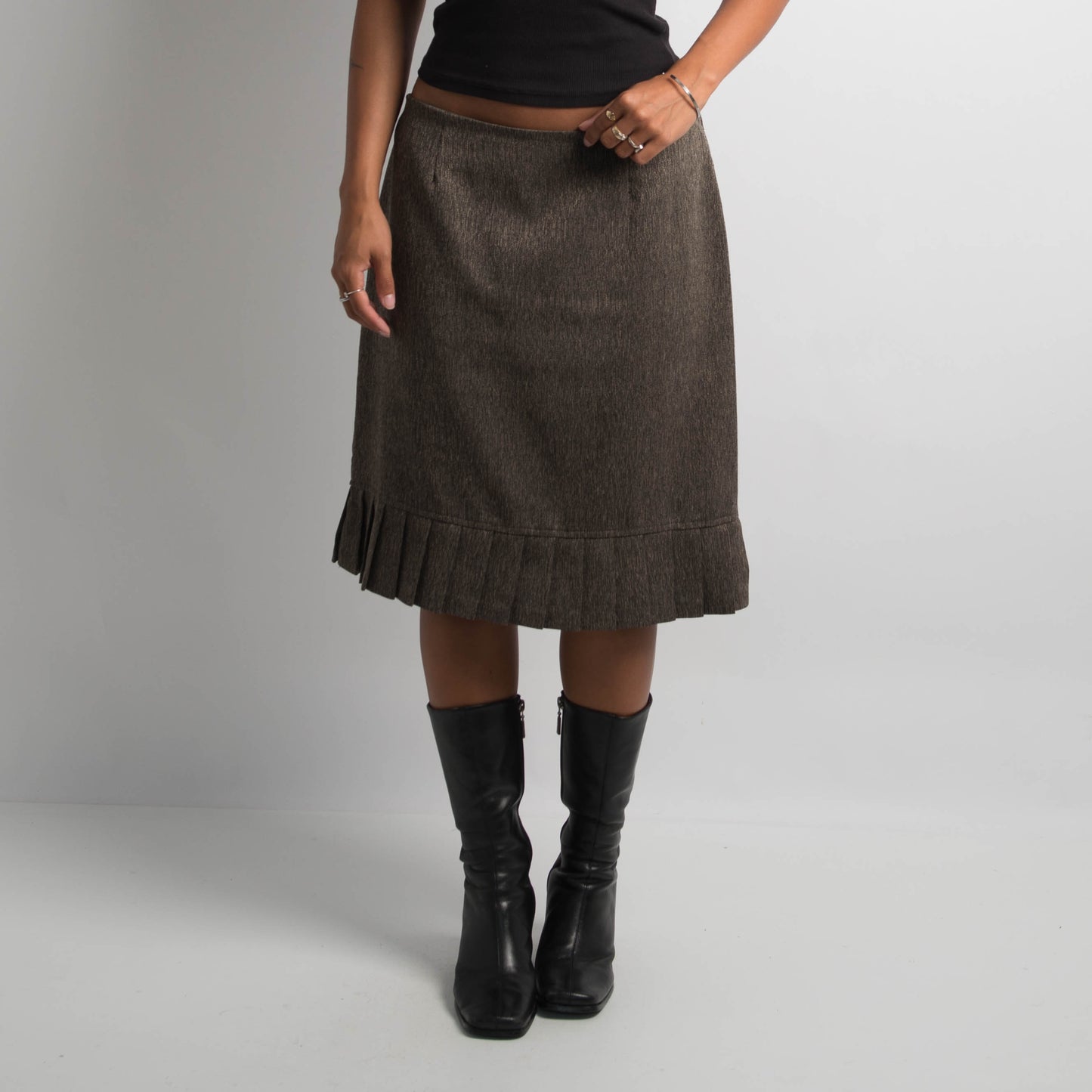 BROWN MARLE MIDI SKIRT