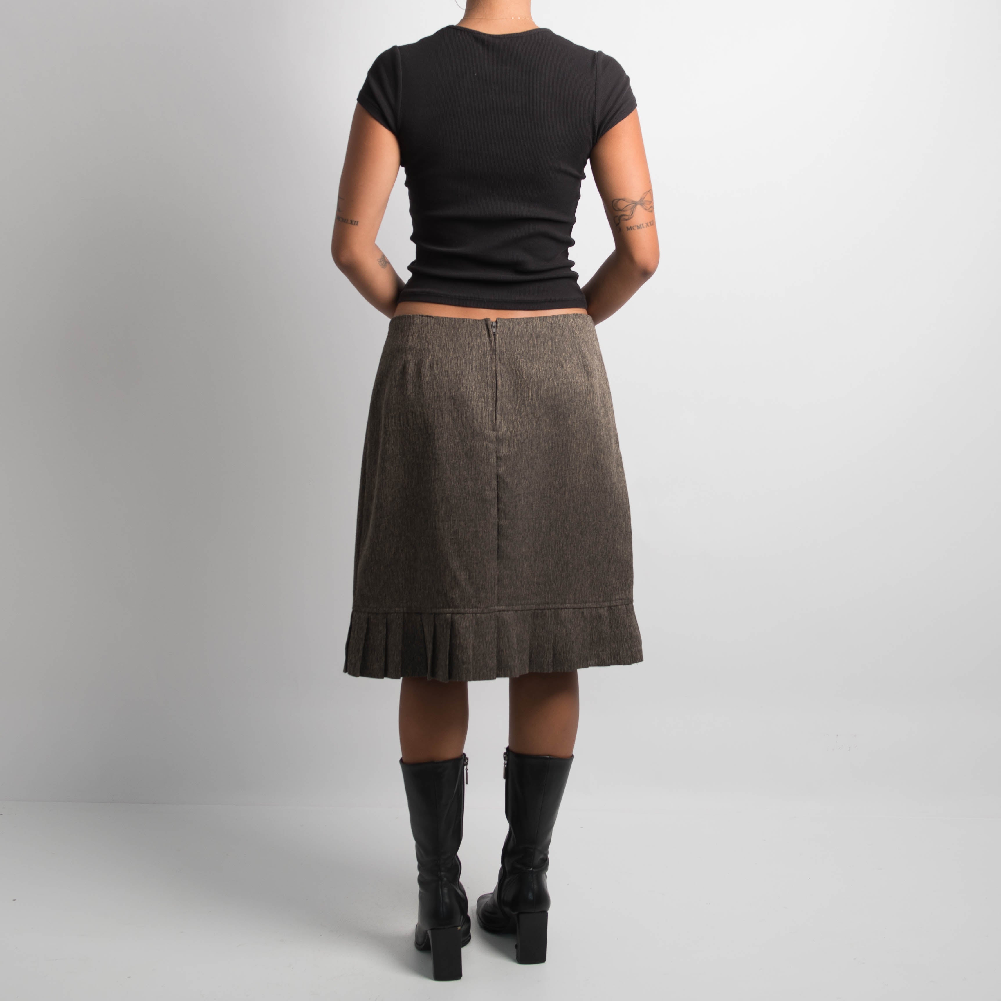 BROWN MARLE MIDI SKIRT