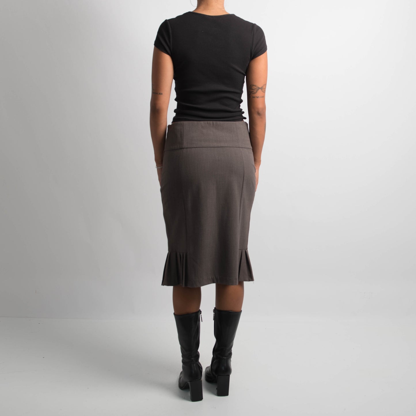 TAUPE MIDI SKIRT