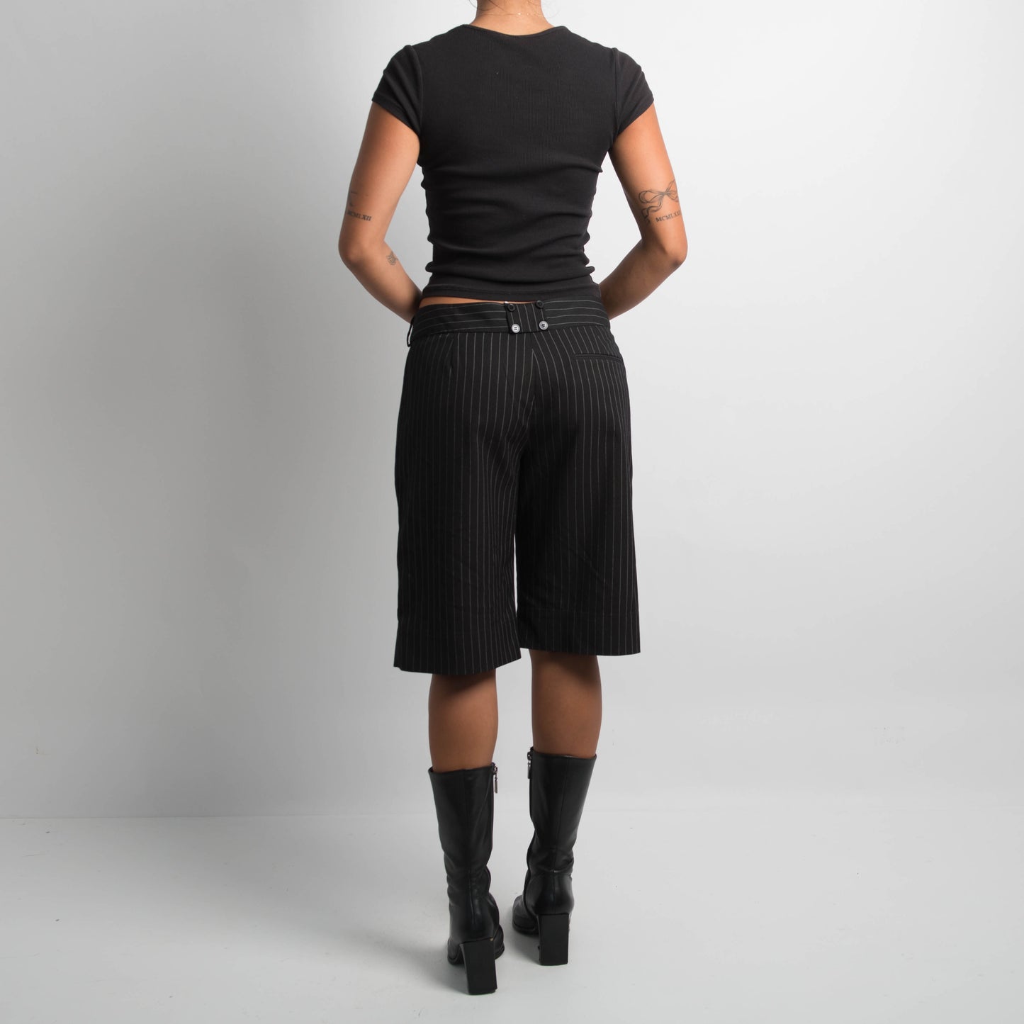 PINSTRIPE LONGLINE SHORTS