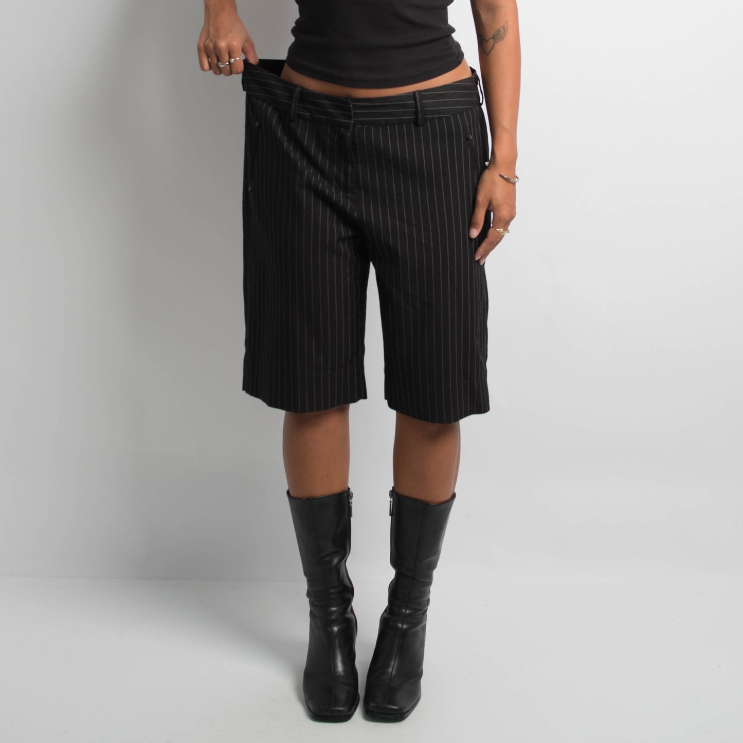 PINSTRIPE LONGLINE SHORTS