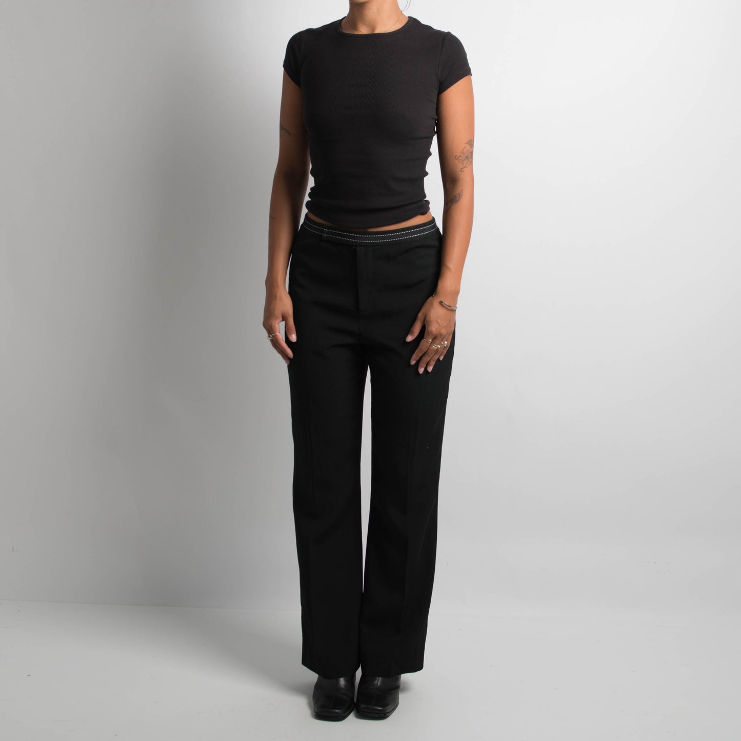 BLACK HIGH WAISTED TROUSERS