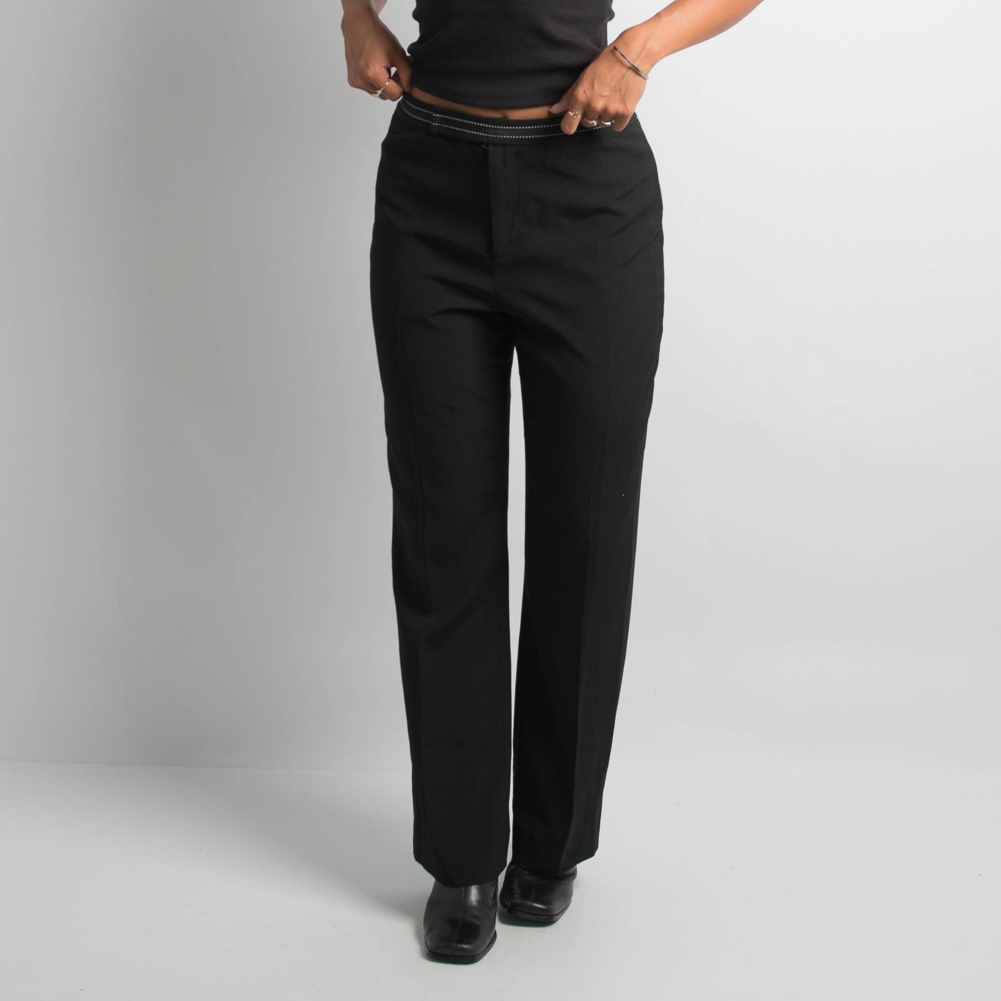 BLACK HIGH WAISTED TROUSERS