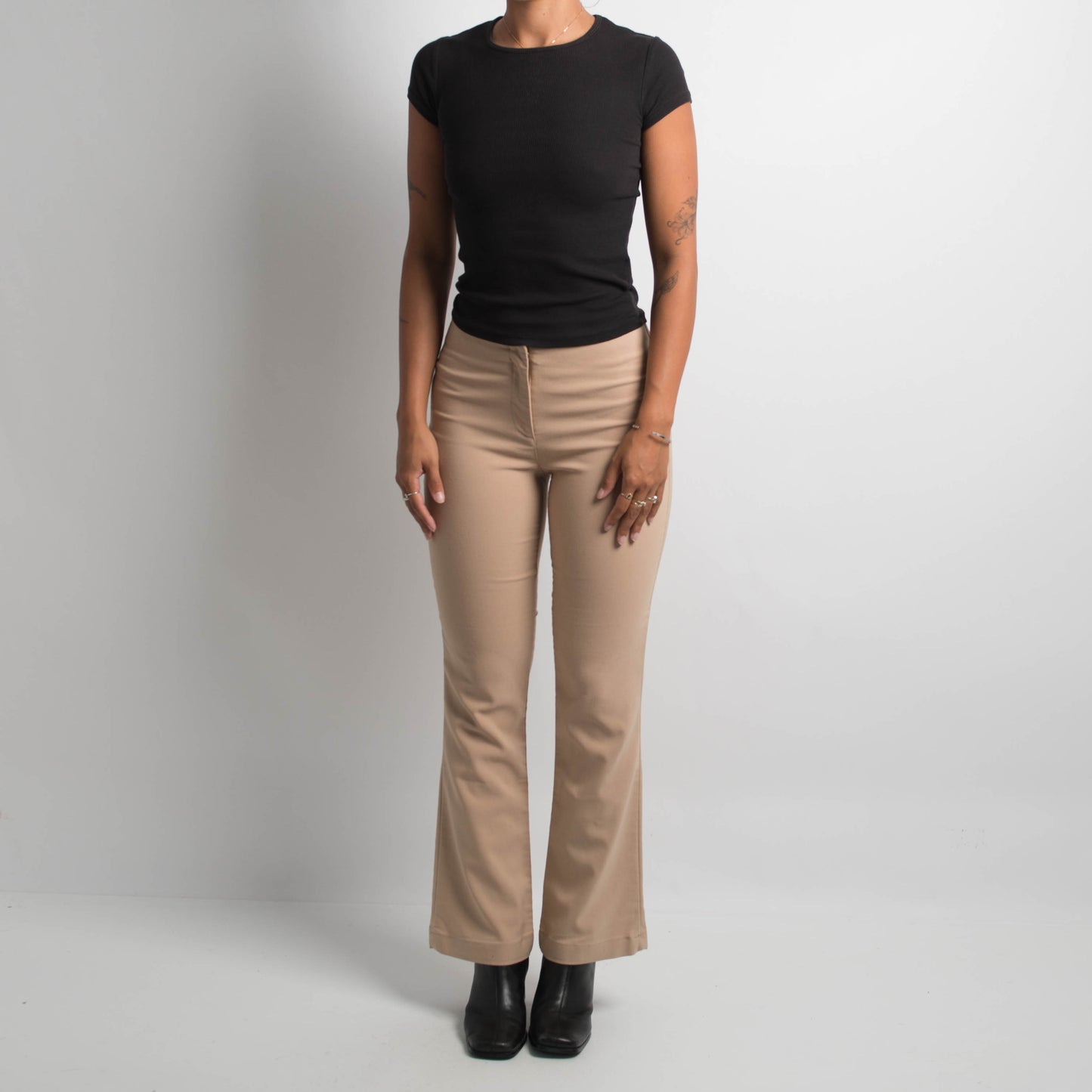 TAN BOOTCUT TROUSERS