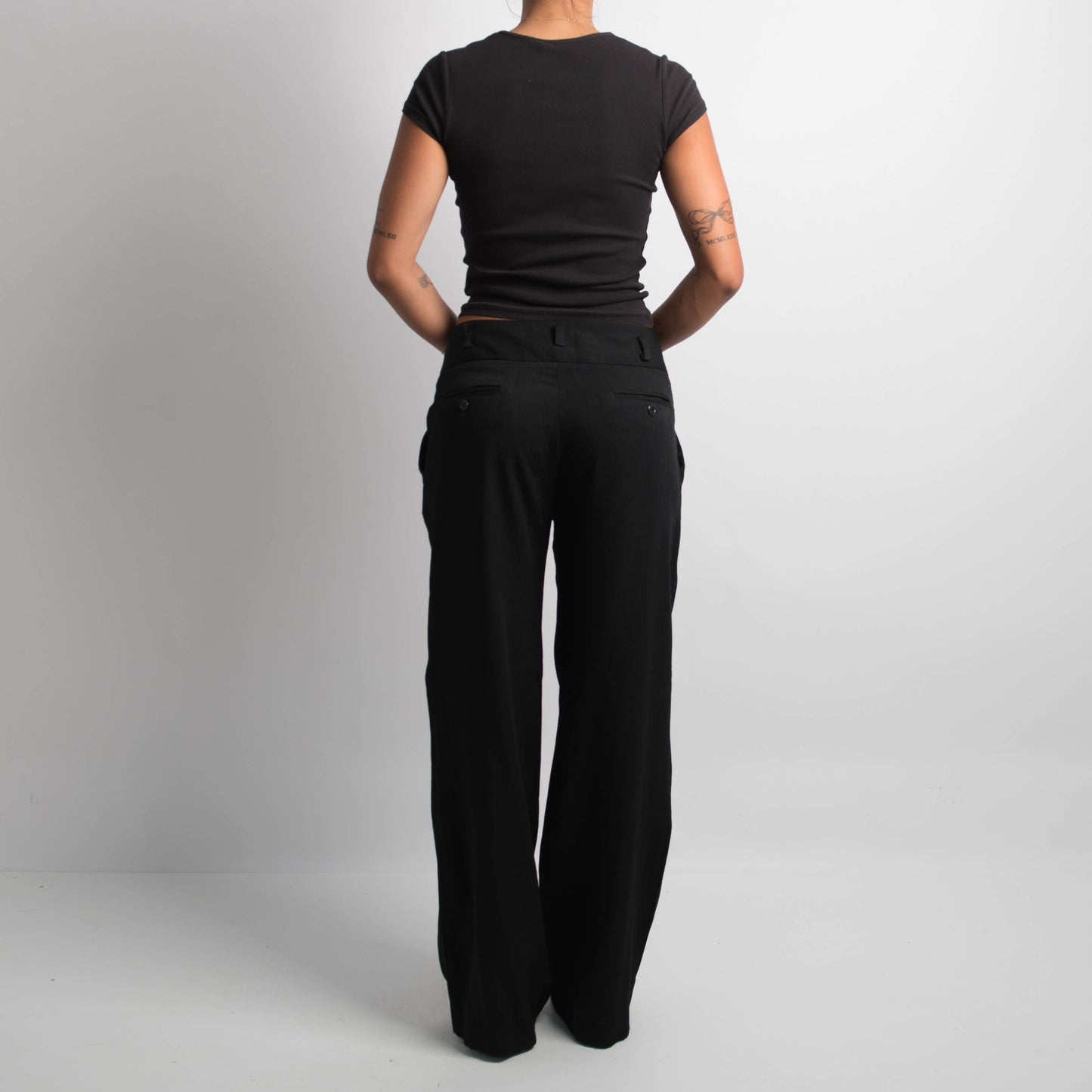 BLACK WIDE LEG TROUSERS