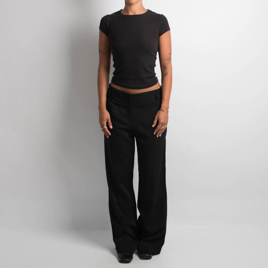 BLACK WIDE LEG TROUSERS