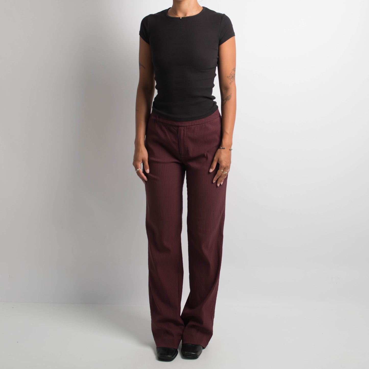 MAROON PINSTRIPE TROUSERS