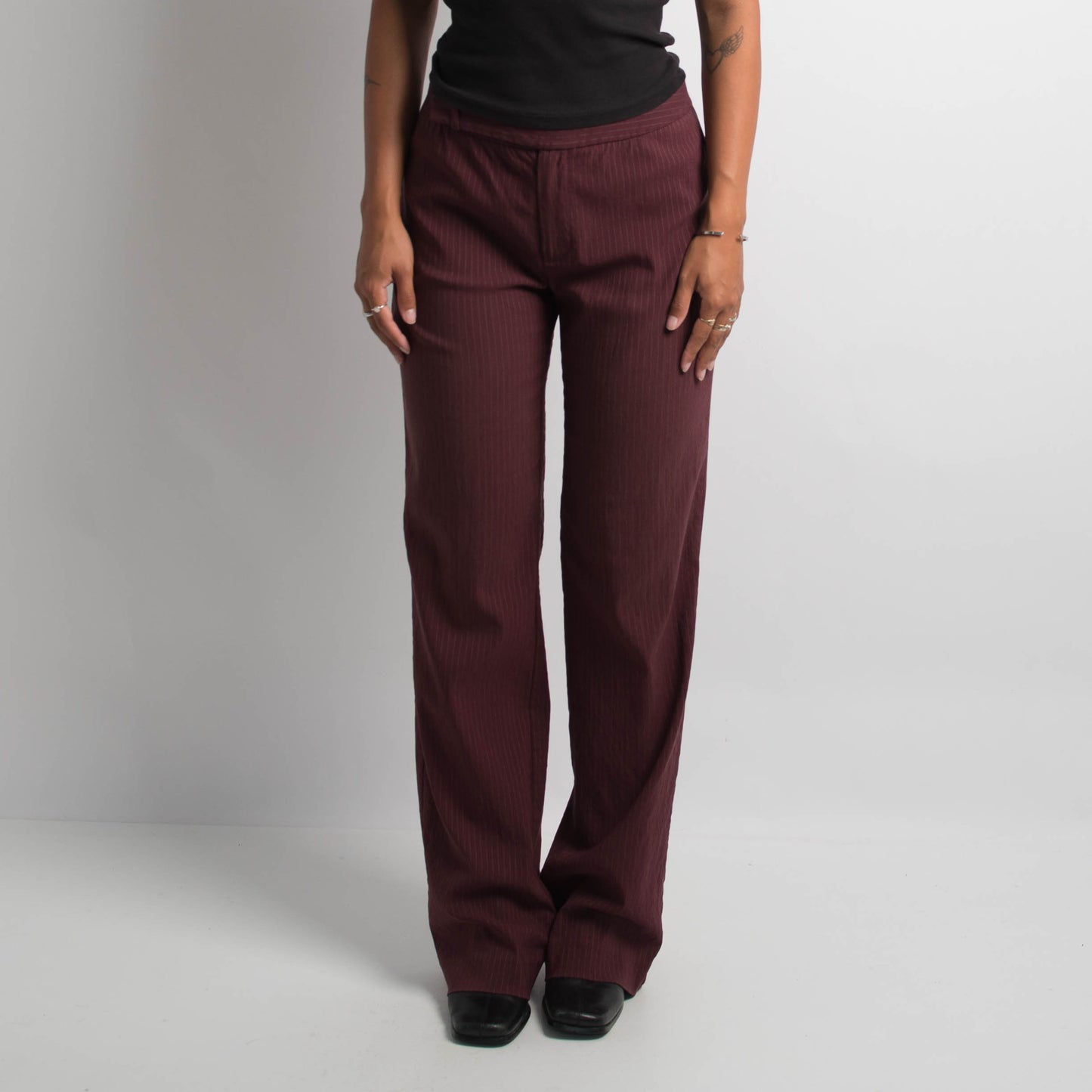 MAROON PINSTRIPE TROUSERS