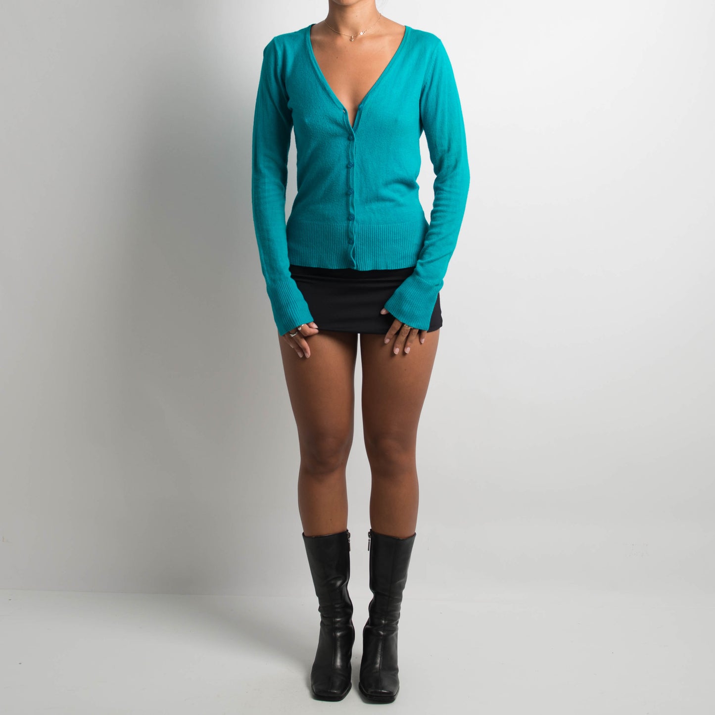 TURQUOISE KNIT CARDIGAN