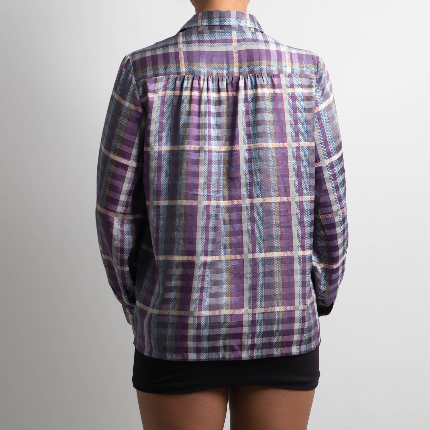 SATIN GINGHAM BLOUSE