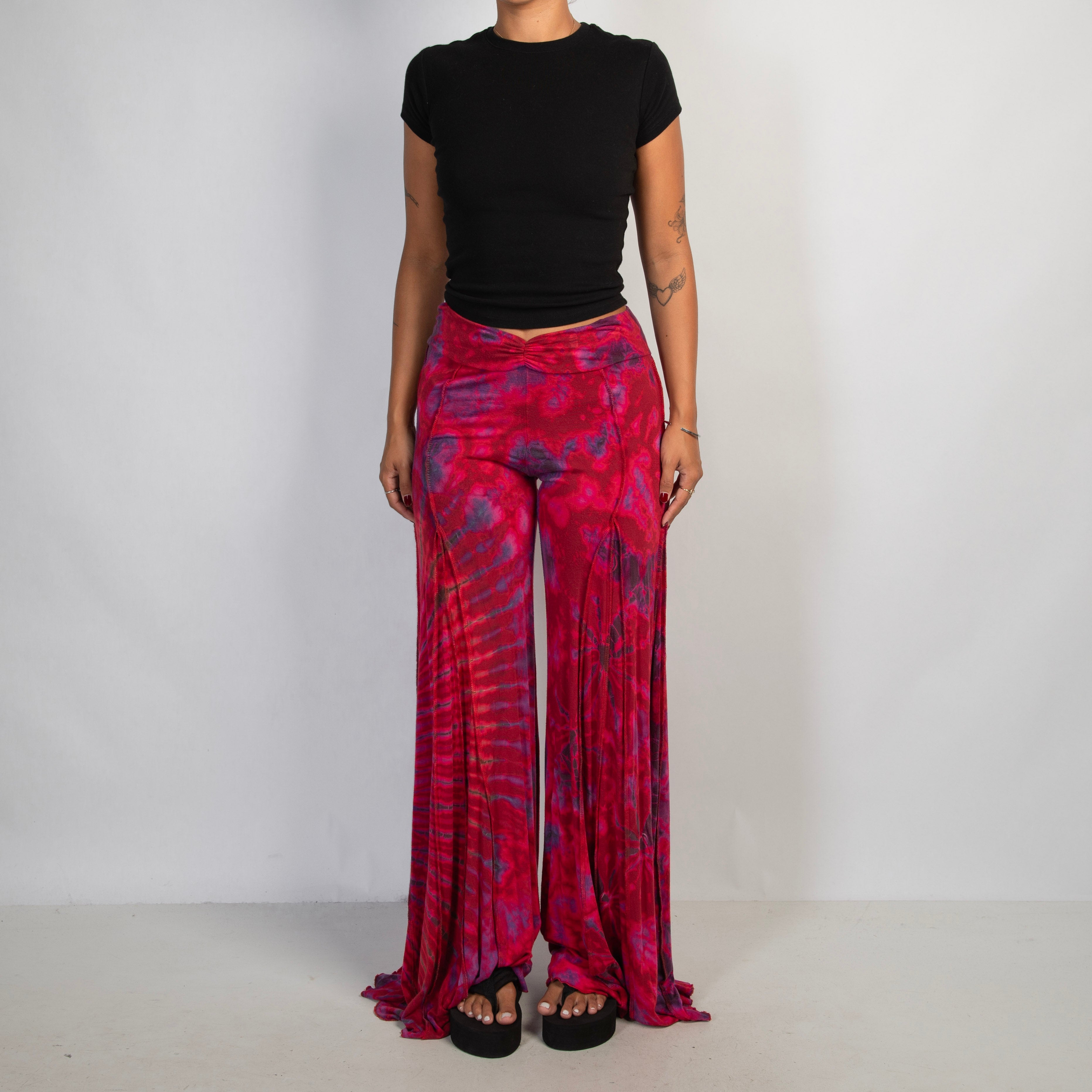 PINK TIE DYE FLARE PANTS