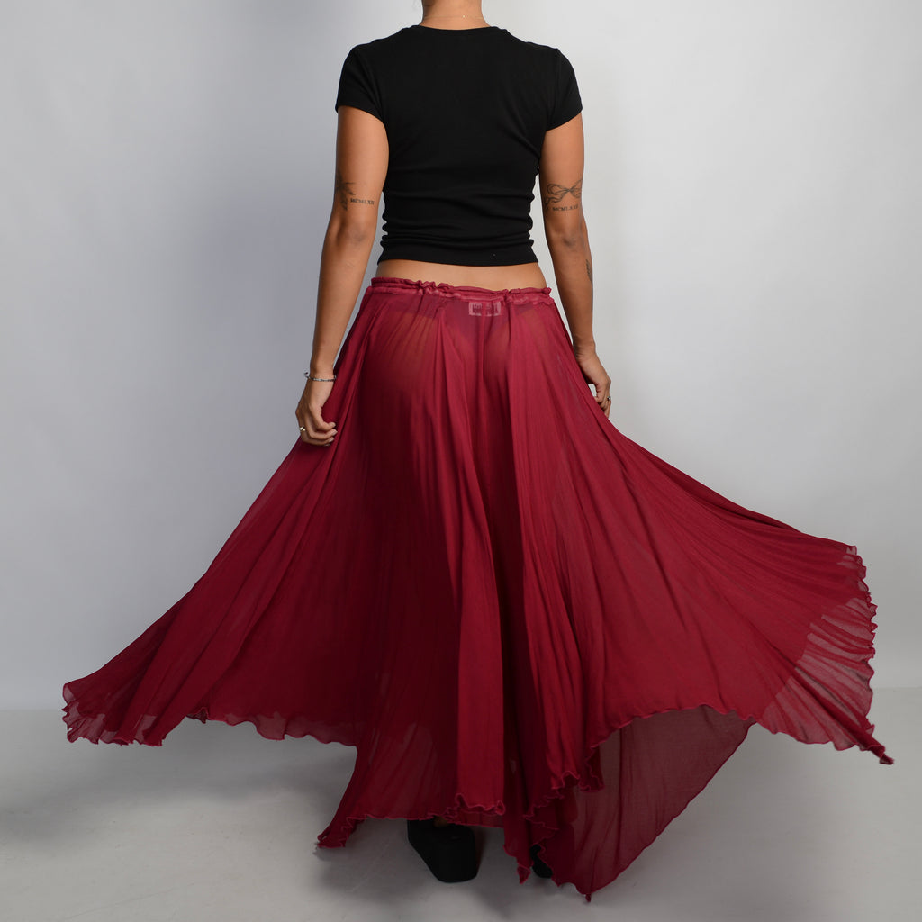 RASPBERRY SHEER MAXI SKIRT