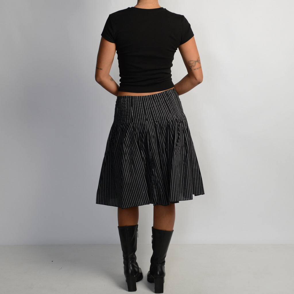 BLACK STRIPE MIDI SKIRT