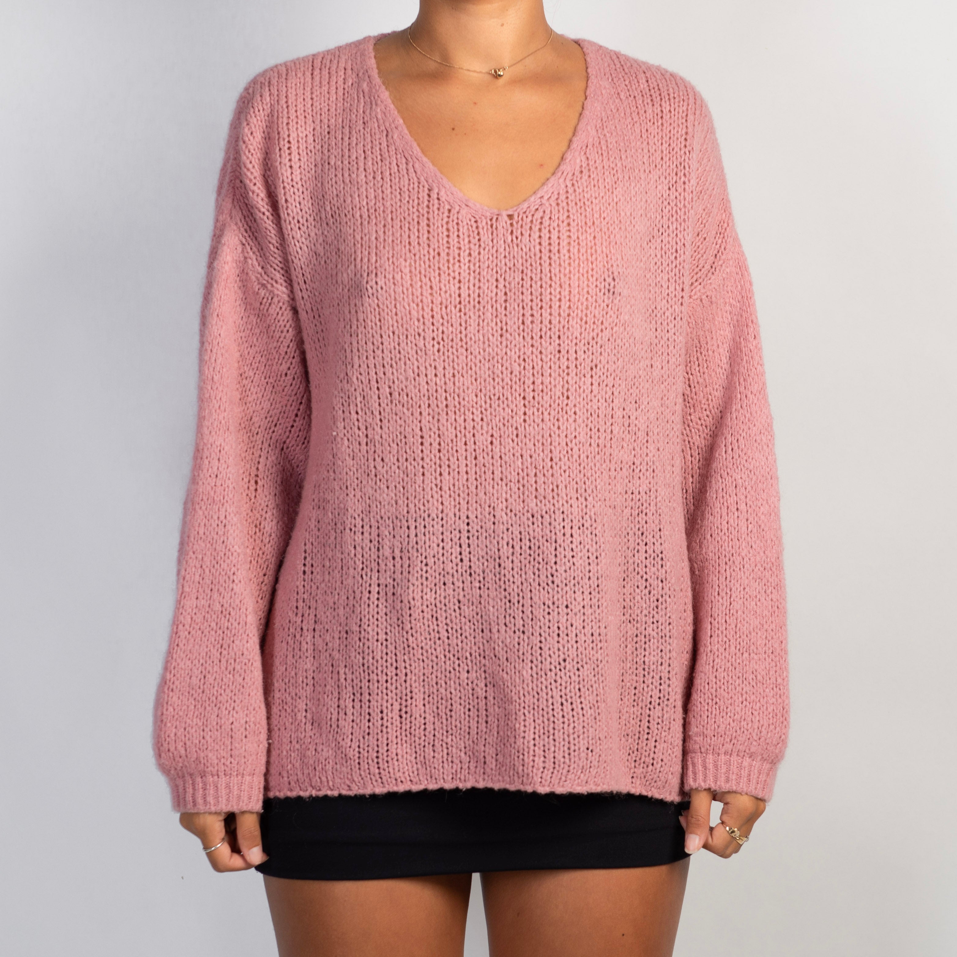 PINK MOHAIR KNIT SWEATER