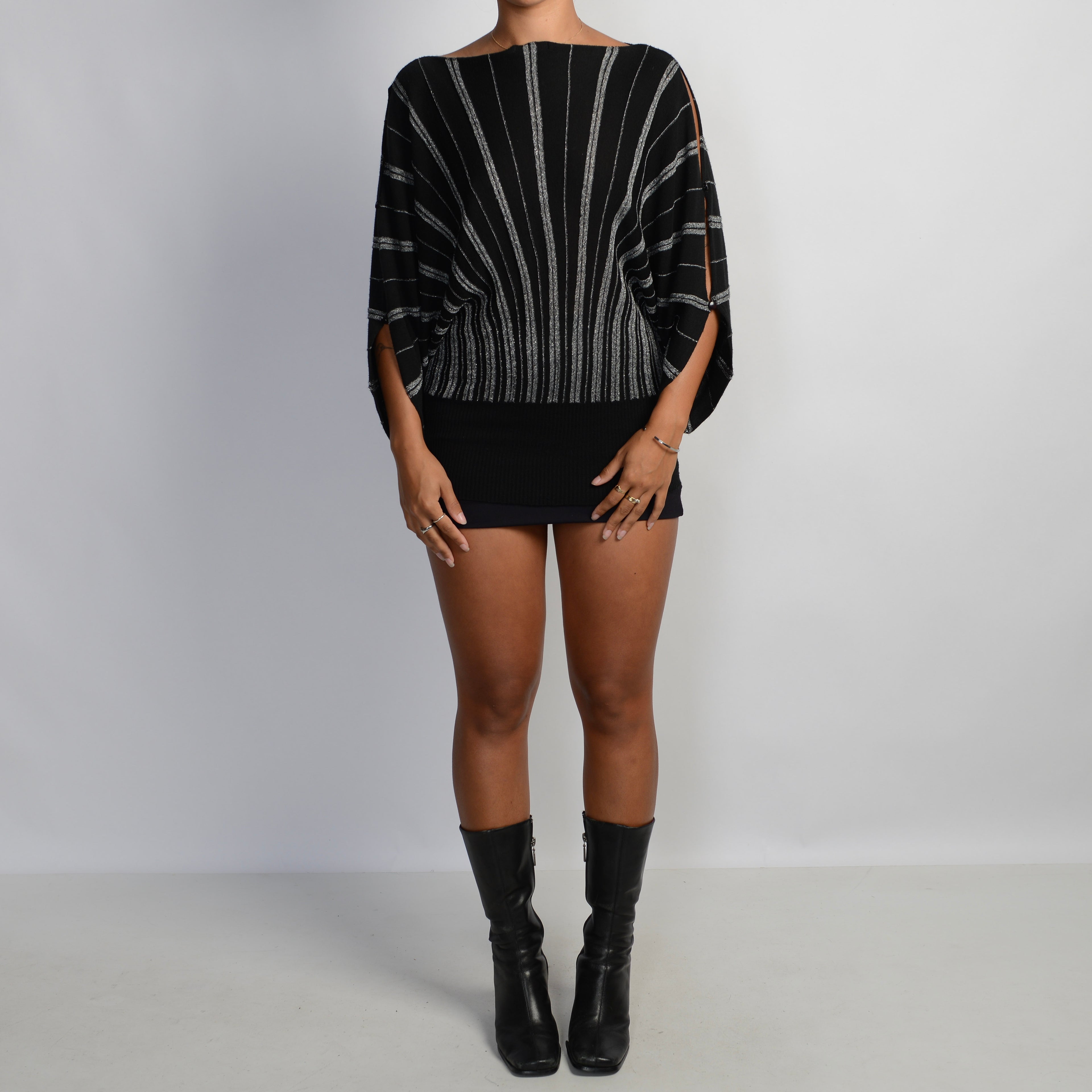 STRIPE BATWING KNIT TOP