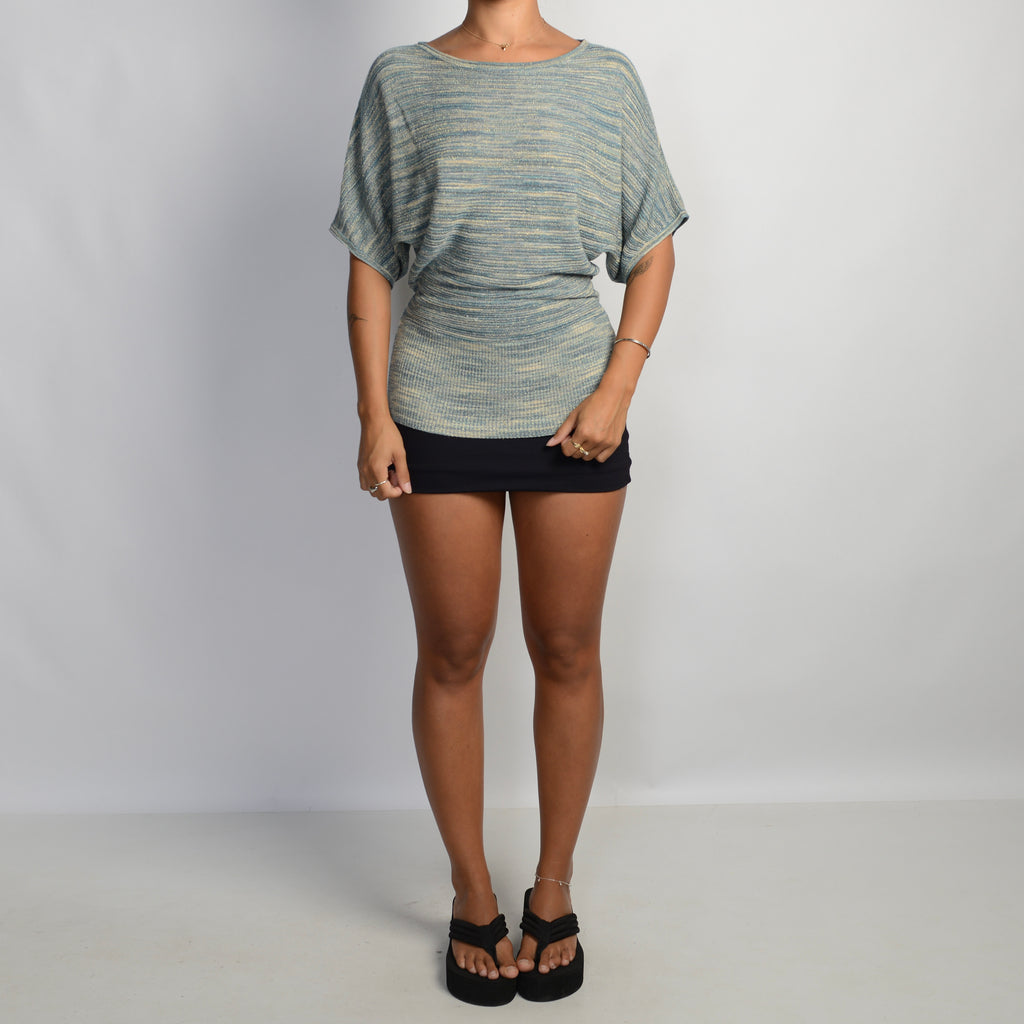 KNIT STRIPE BATWING TOP