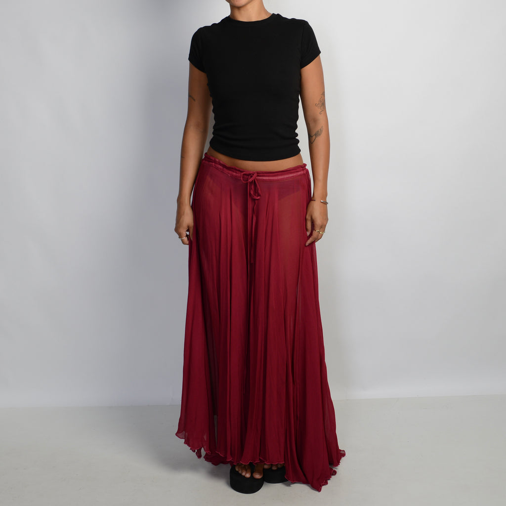 RASPBERRY SHEER MAXI SKIRT