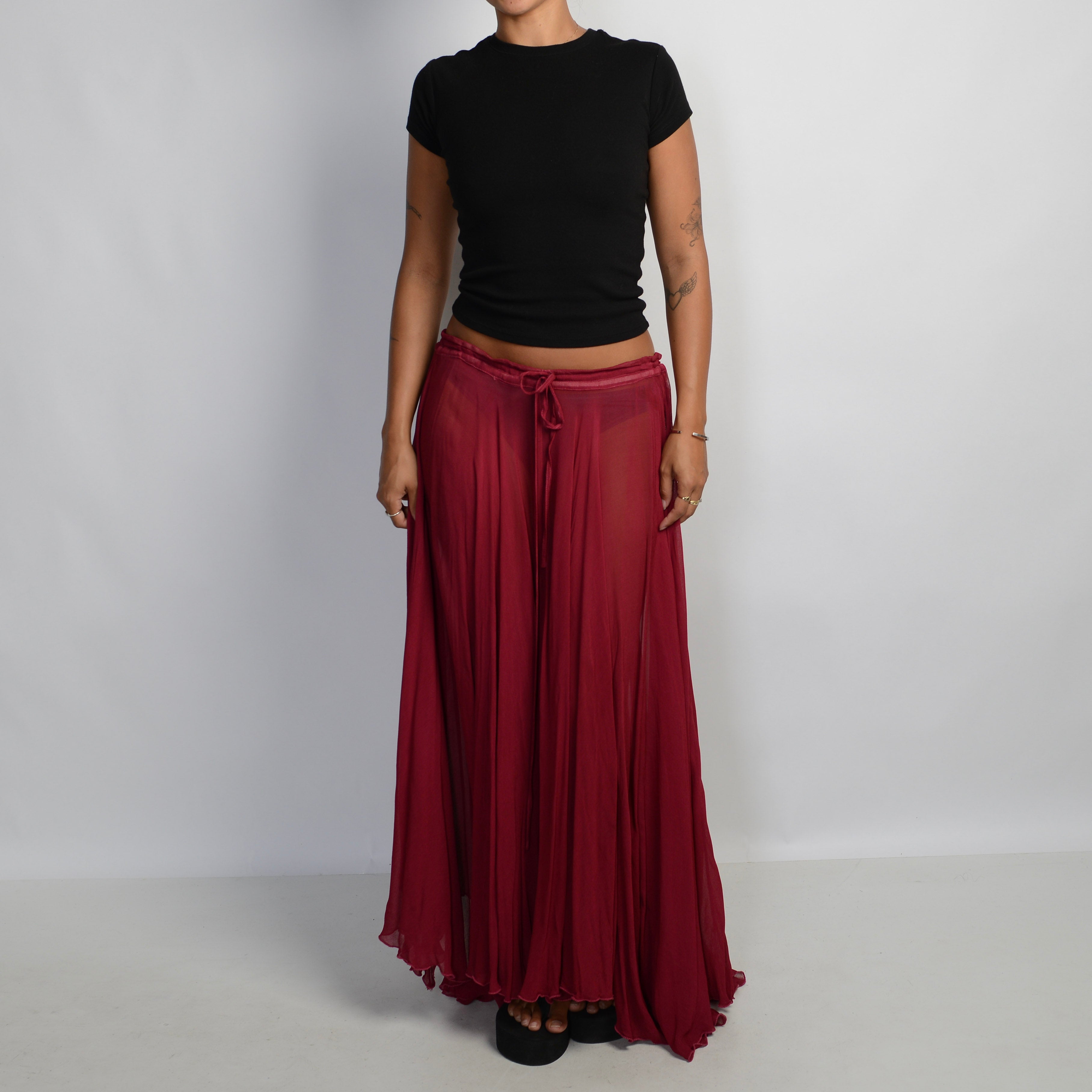 RASPBERRY SHEER MAXI SKIRT