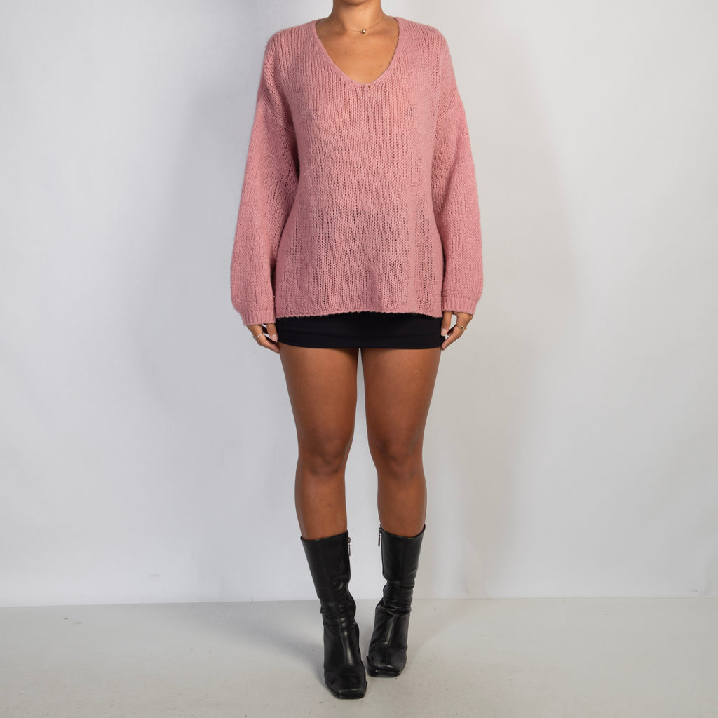 PINK MOHAIR KNIT SWEATER