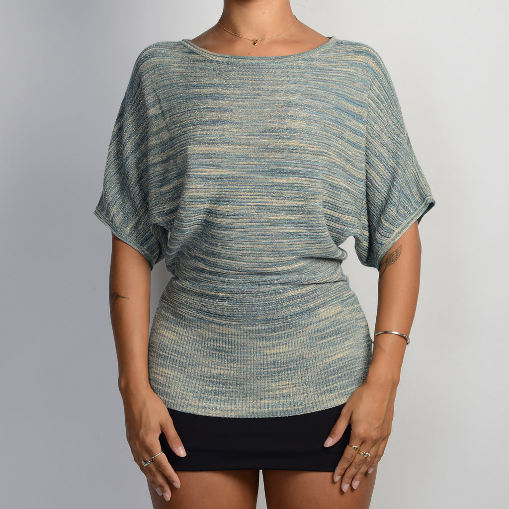 KNIT STRIPE BATWING TOP