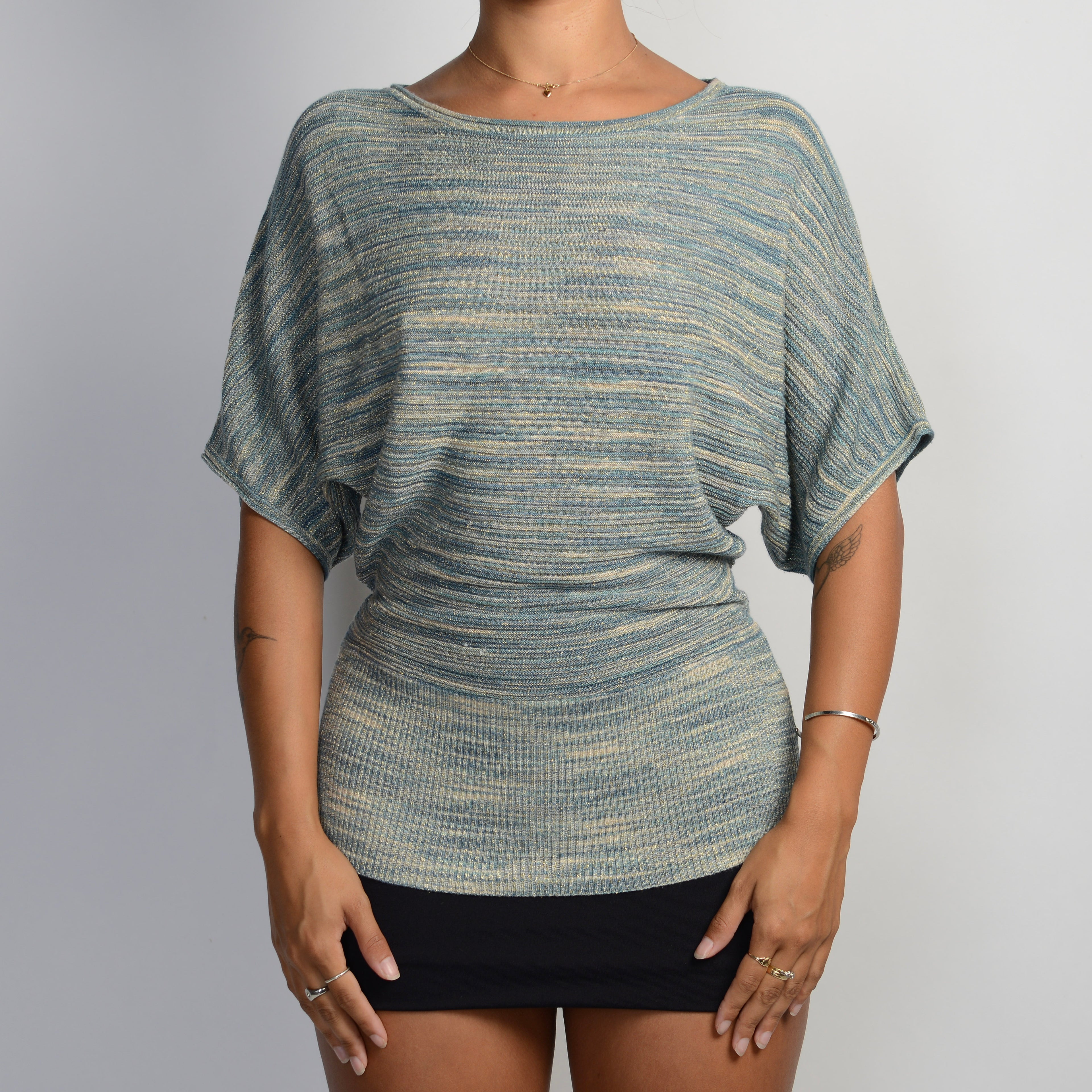 KNIT STRIPE BATWING TOP