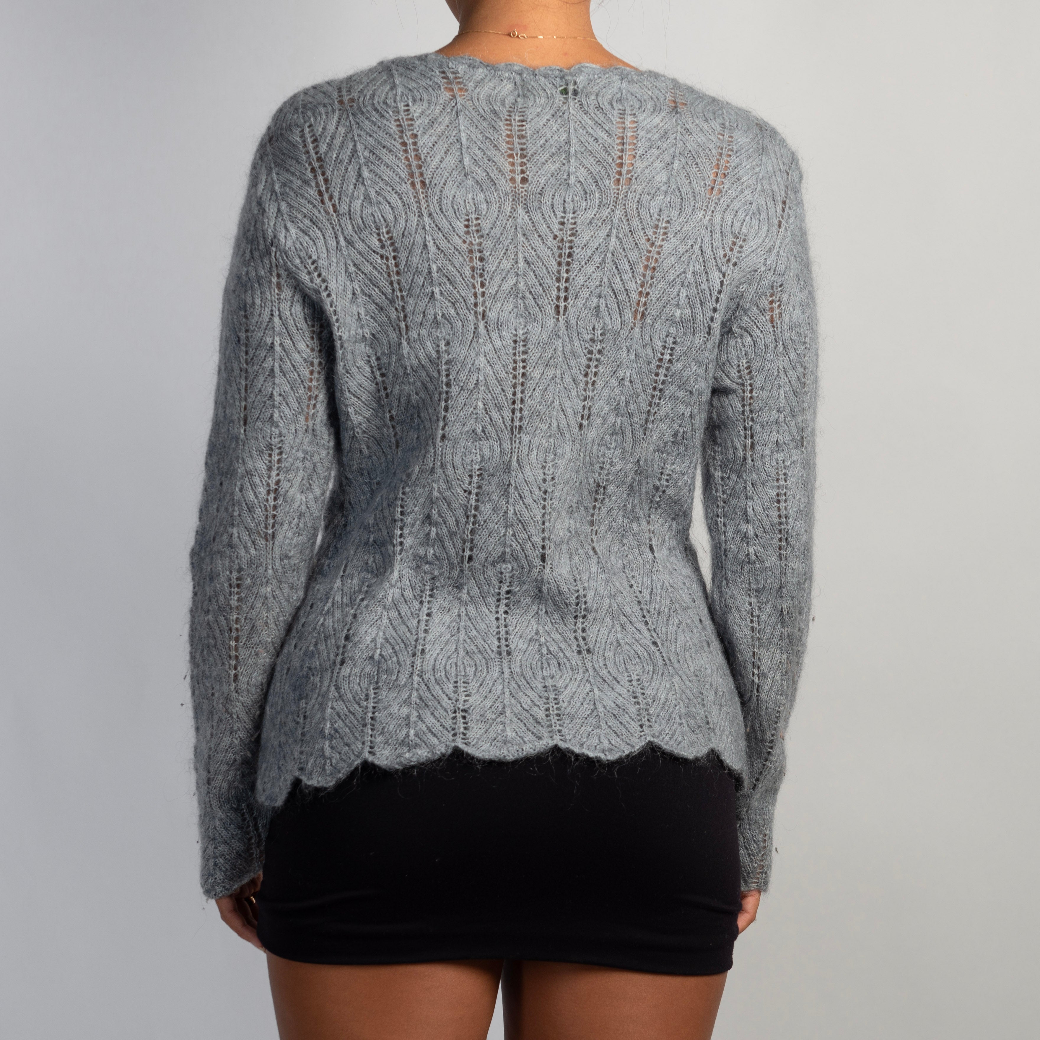 GREY KNIT ZIP CARDIGAN