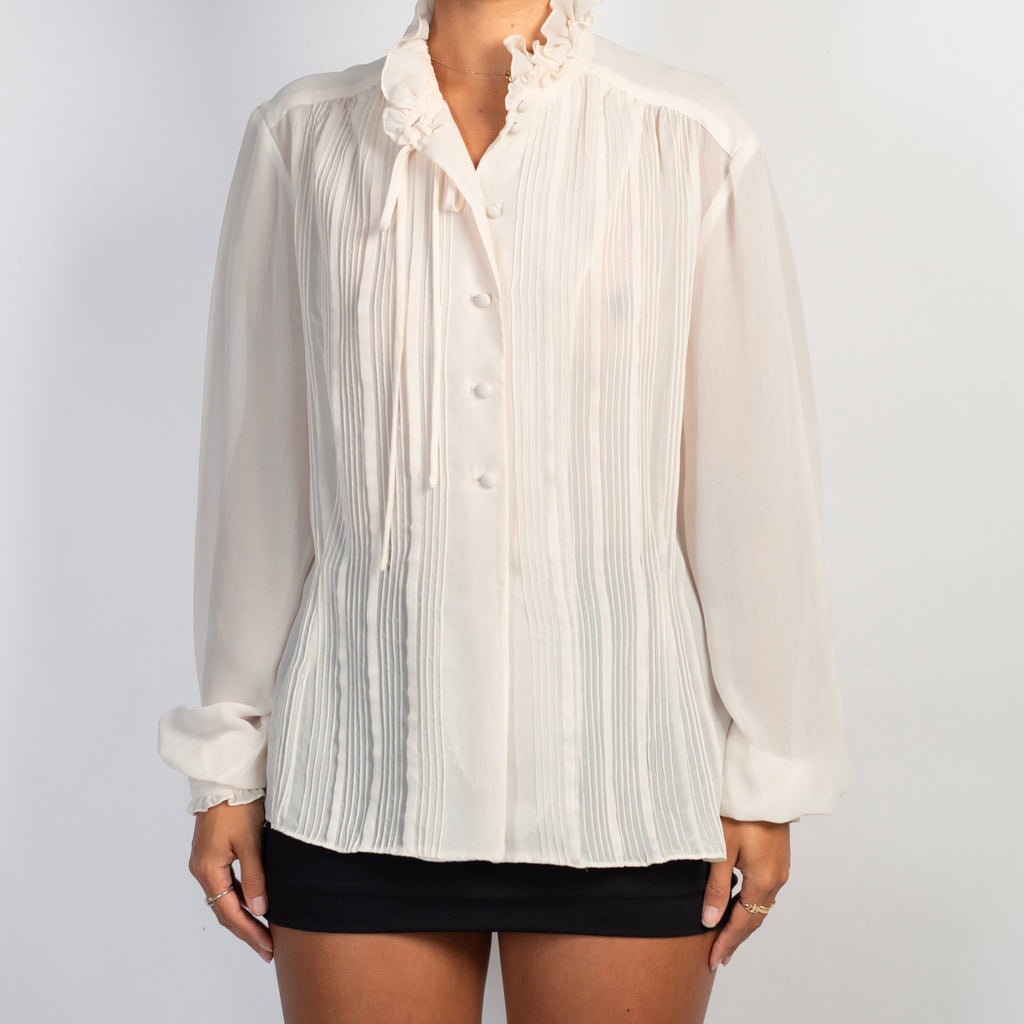 CREAM PINTUCK BLOUSE
