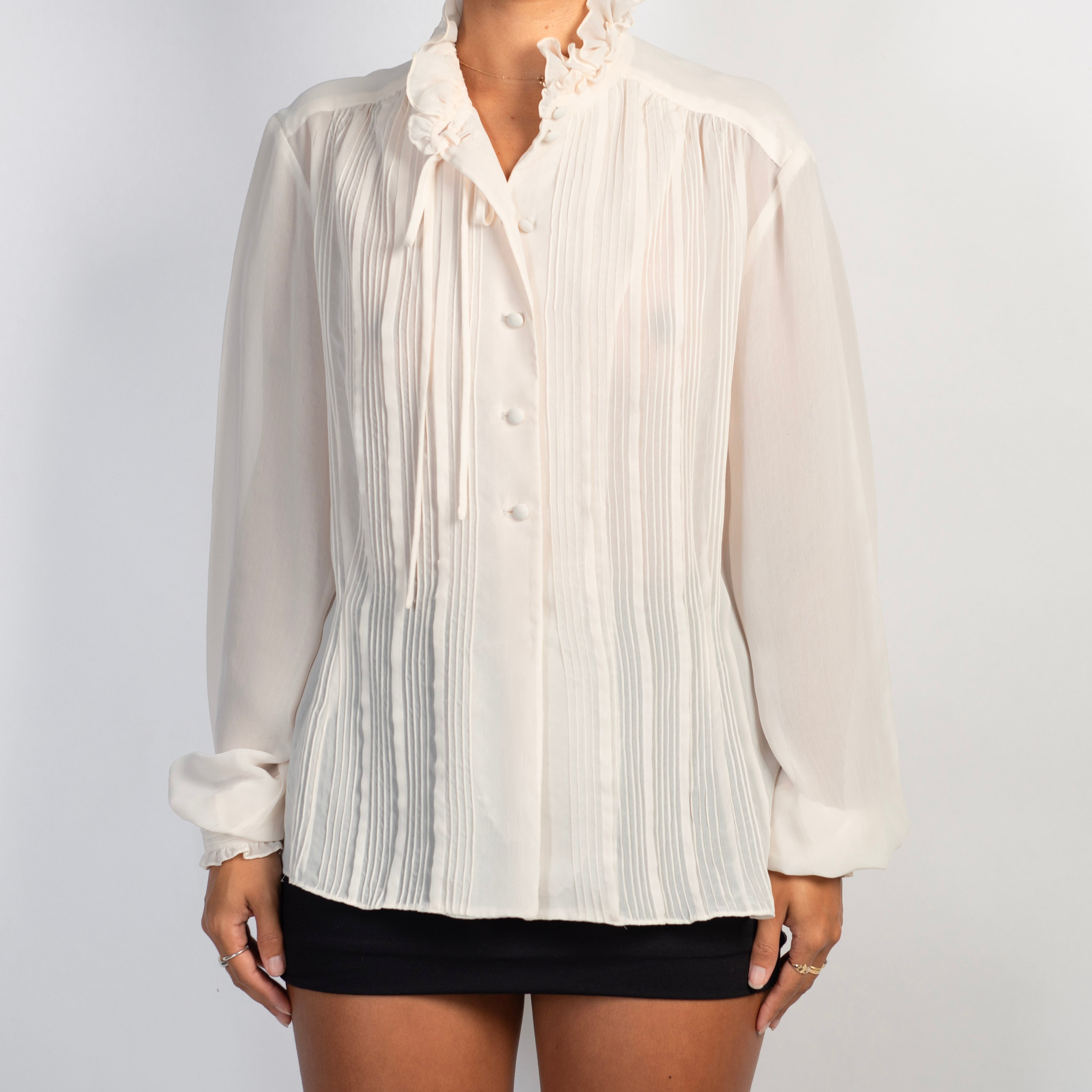 CREAM PINTUCK BLOUSE