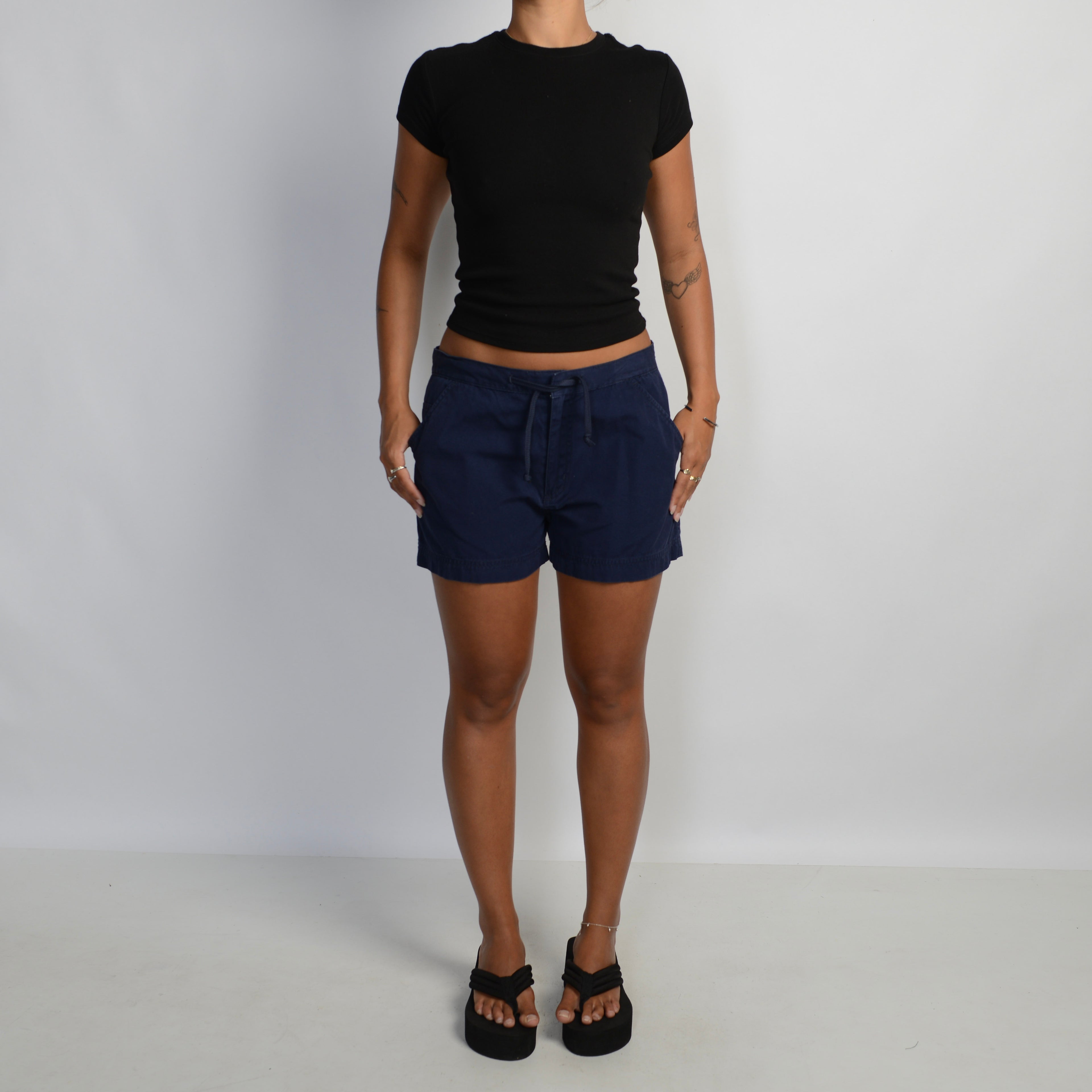 NAVY COTTON SHORTS