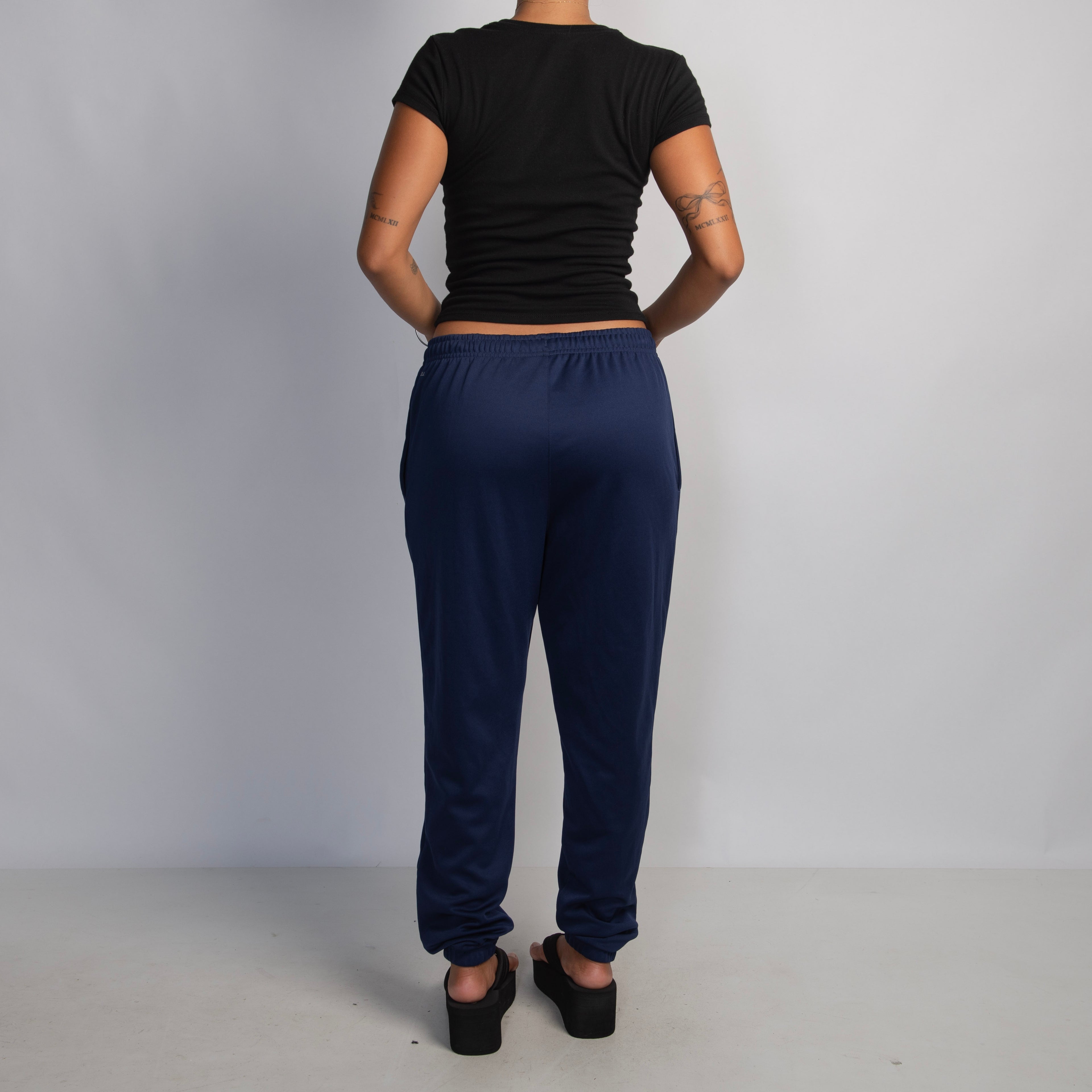 NAVY CUFF TRACK PANTS